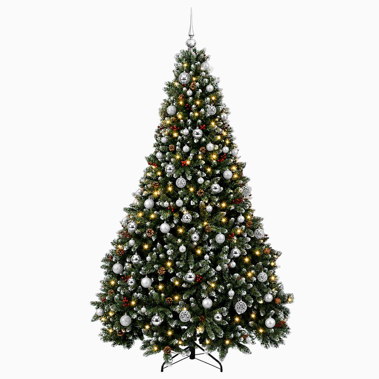 vidaXL Kunstkerstboom groen met kerstbal 240 cm 300 LED's Warmwit, foto 4