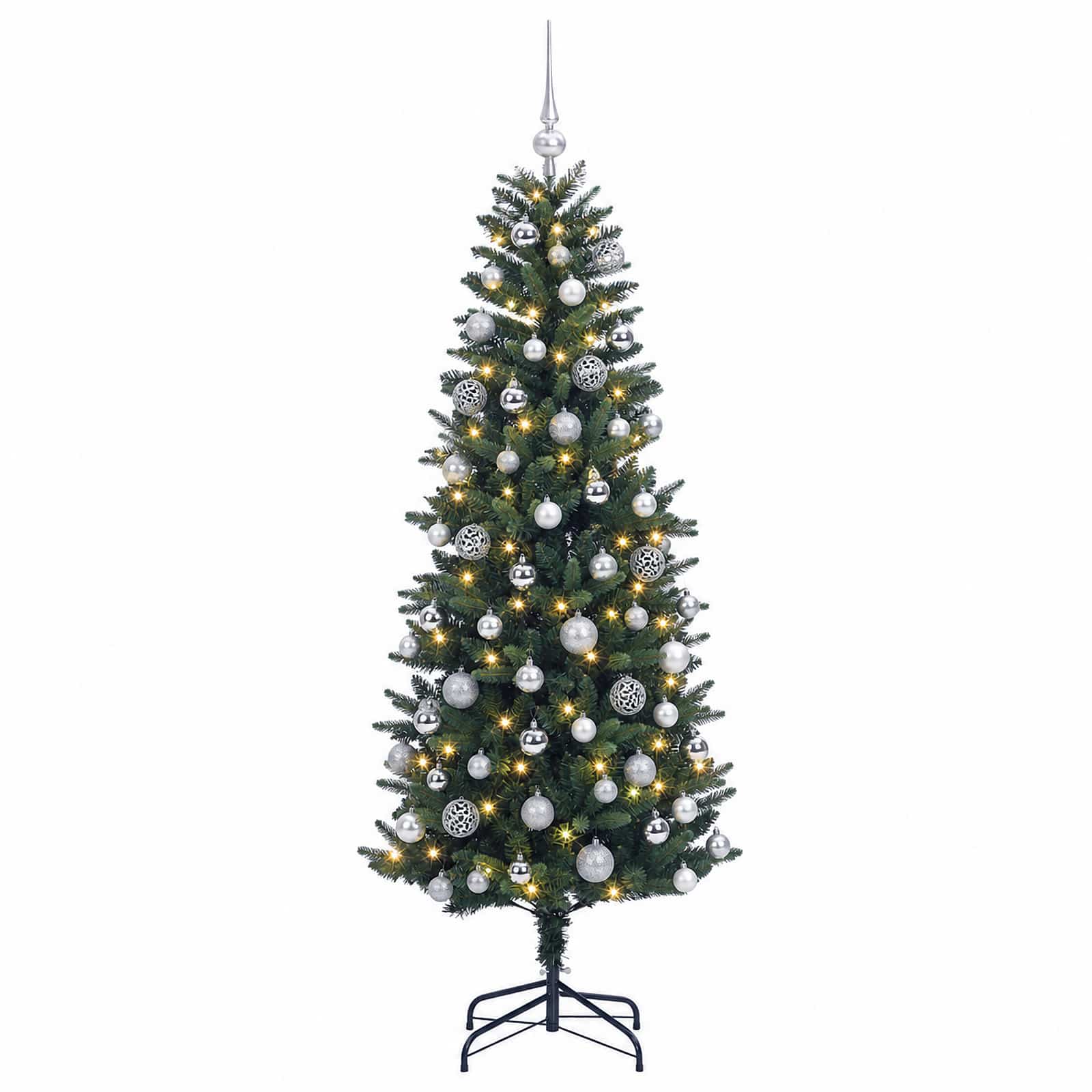 Umjetno božično drevo z okrasnimi kroglami 180 cm 300 LED