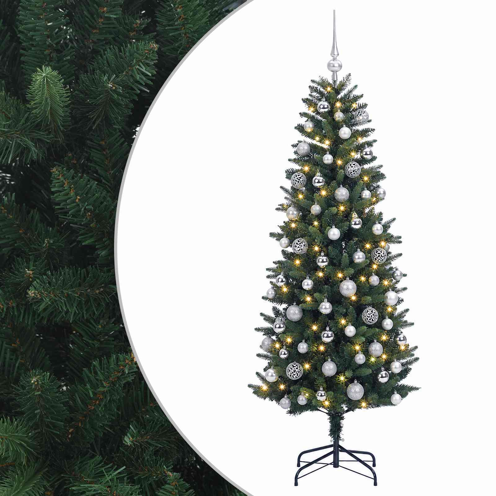 Umjetno božično drevo z okrasnimi kroglami 210 cm 300 LED