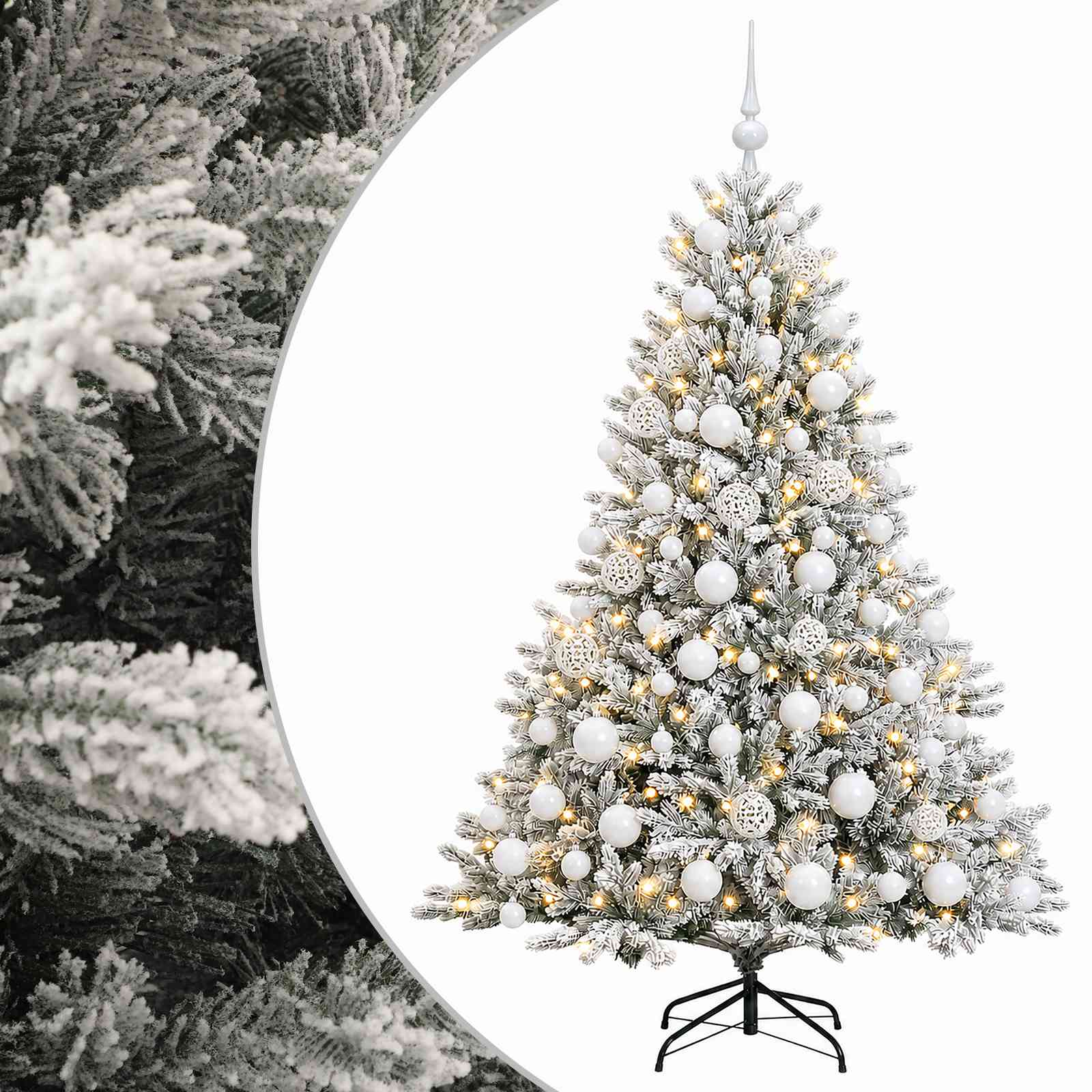 vidaXL Umelý vianočný stromček s vianočnými guľami 240 cm 300 LED