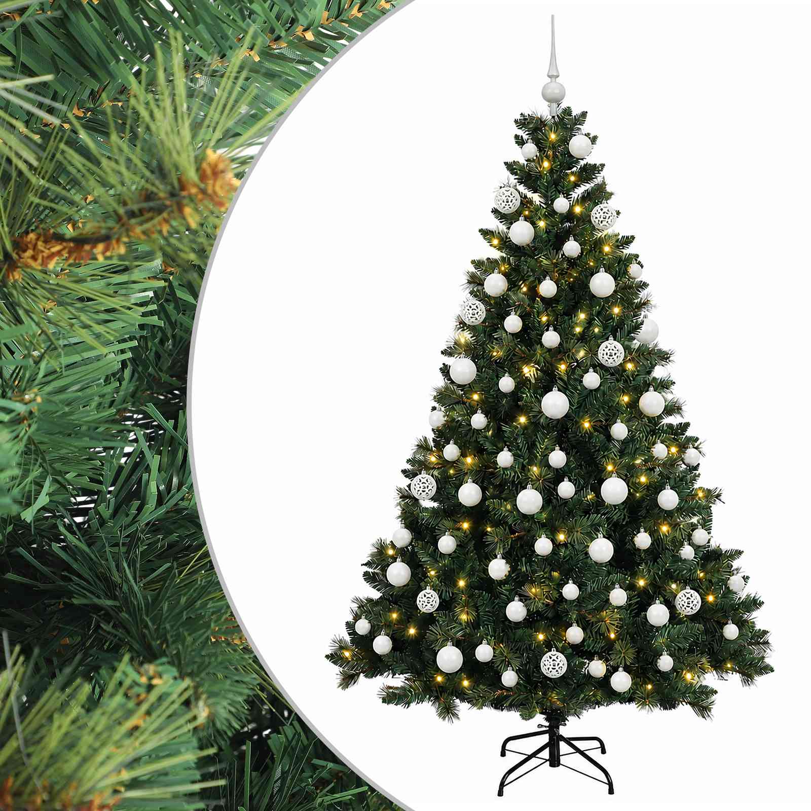 vidaXL Umelý vianočný stromček s guľami 240 cm 300 LED Teplá biela