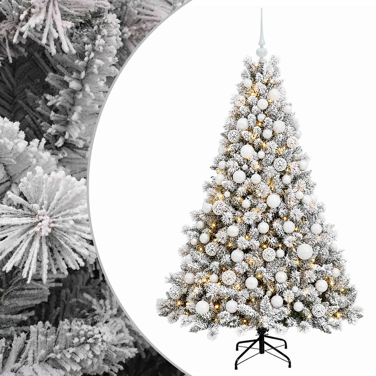 vidaXL Umelý vianočný stromček s guľami 180 cm 300 LED Teplá biela