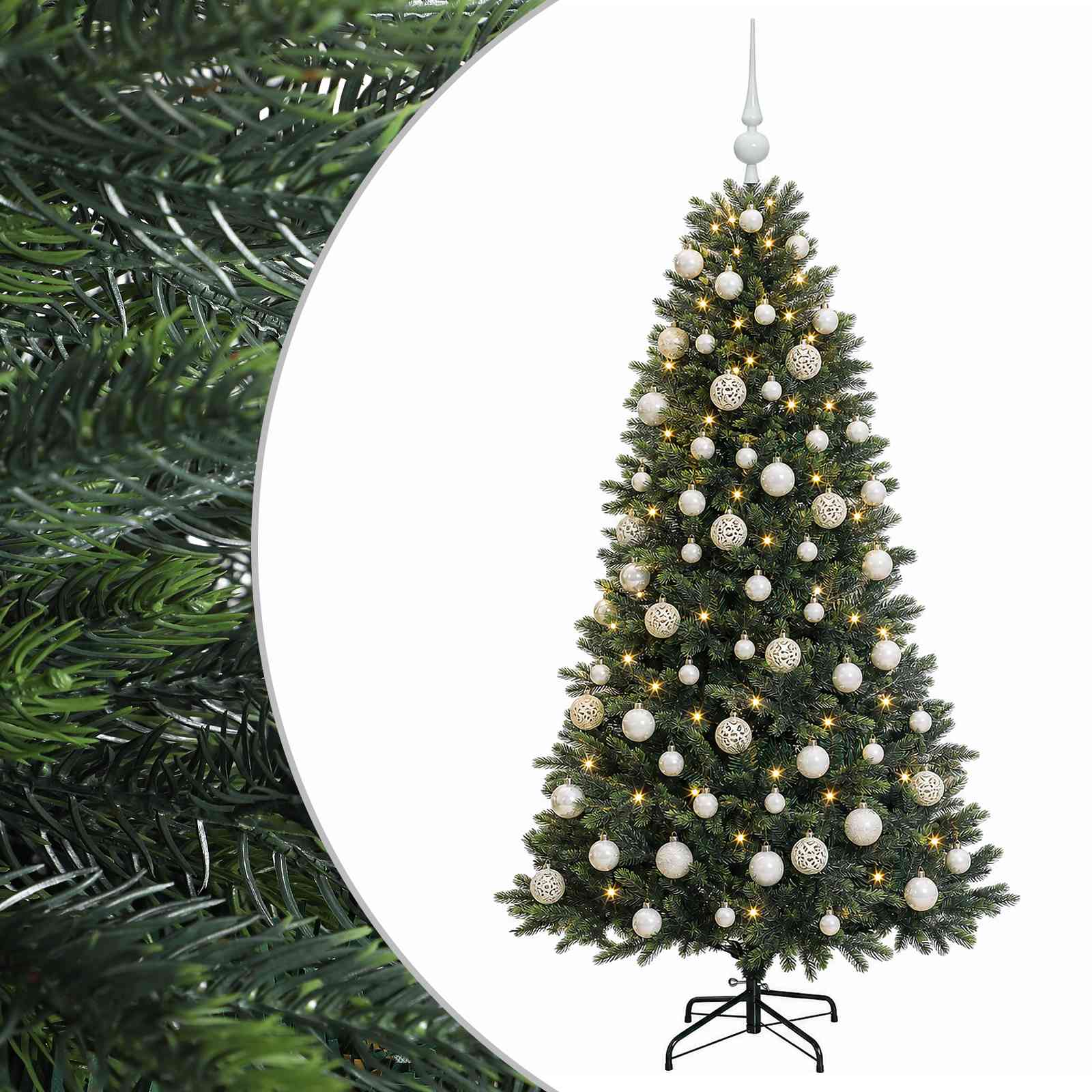vidaXL Umelý vianočný stromček s guľami 240 cm 300 LED Teplá biela