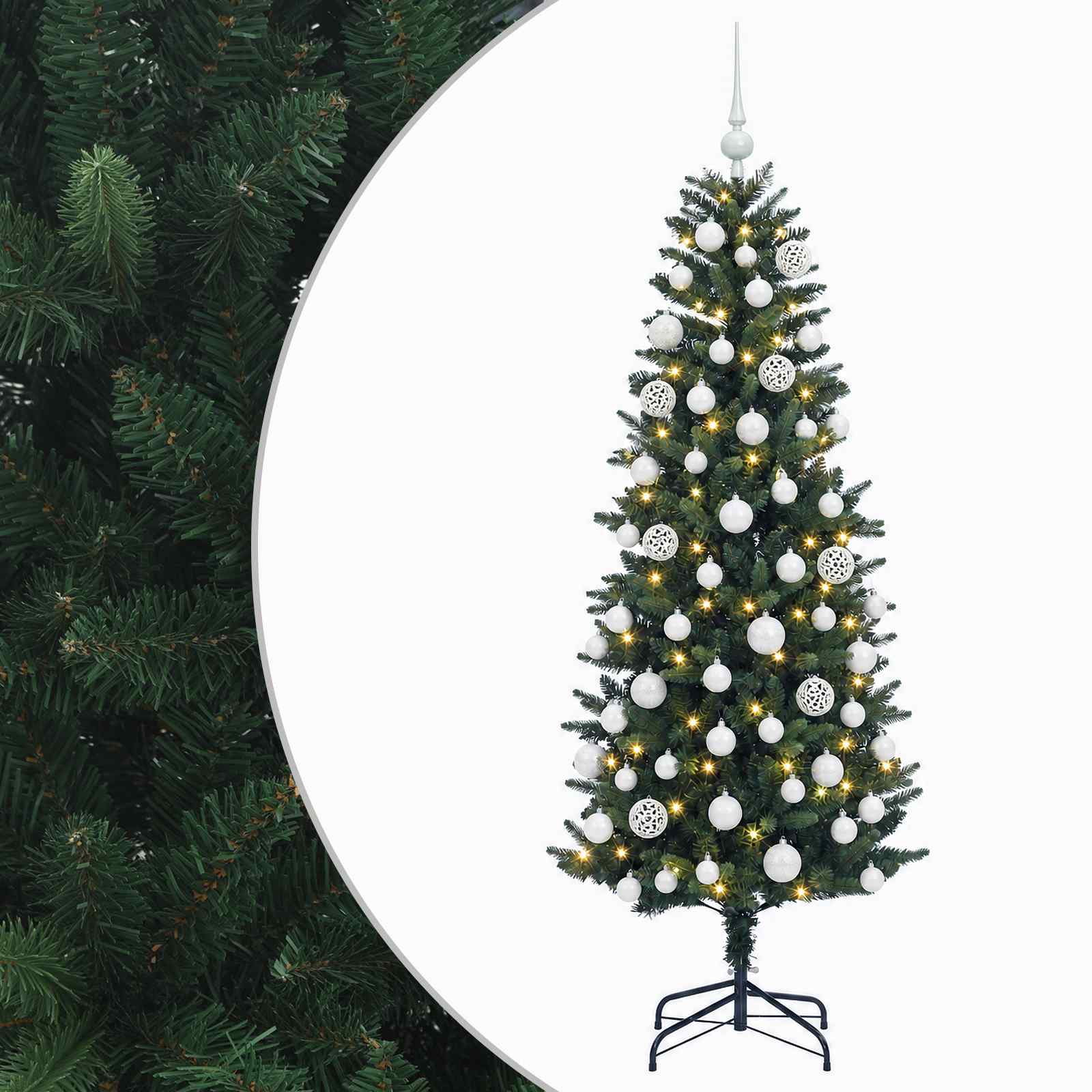 vidaXL Umelý vianočný stromček s guľami 180 cm 300 LED Teplá biela
