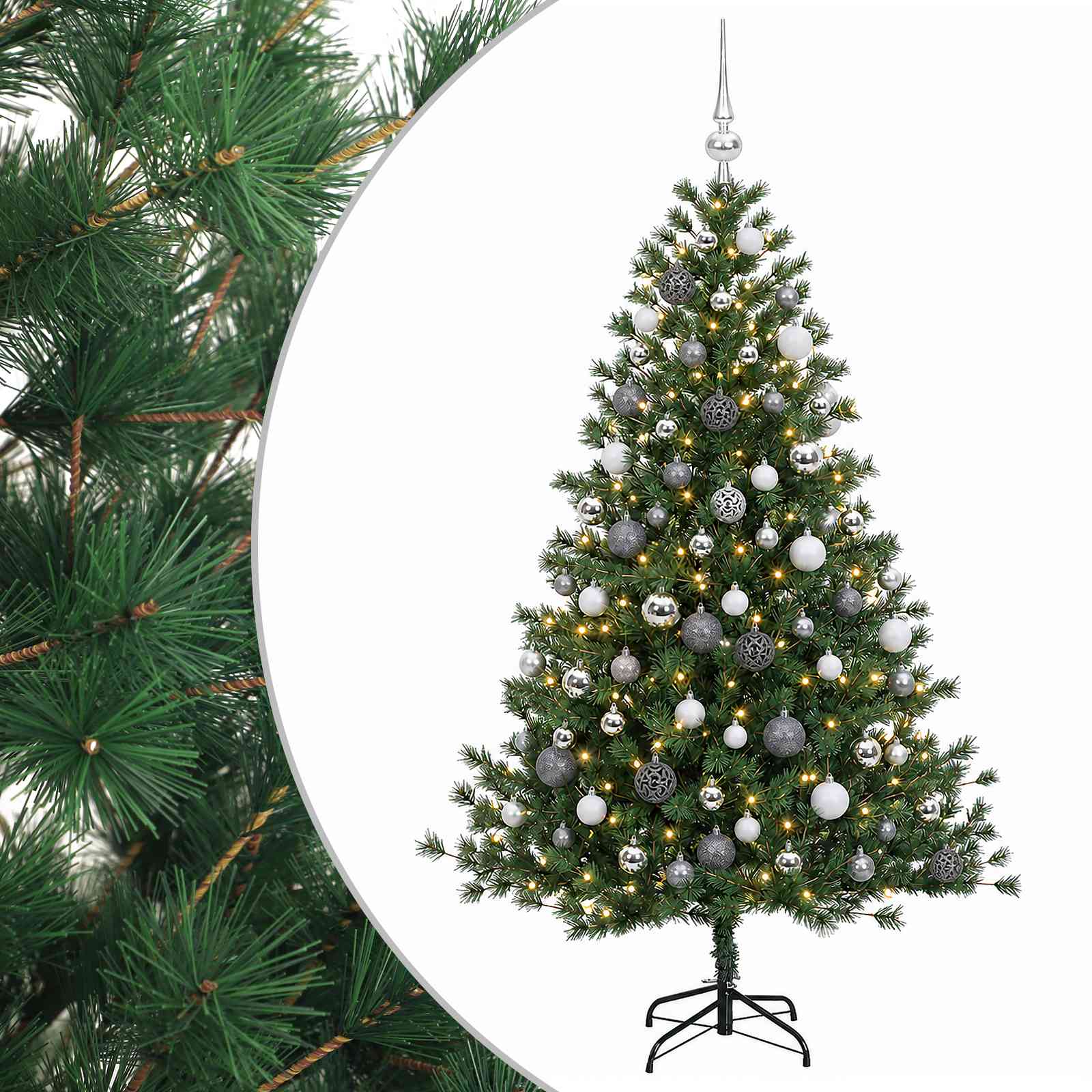 Umetna božična jelka z bučko 240 cm 300 LED Toplo bela