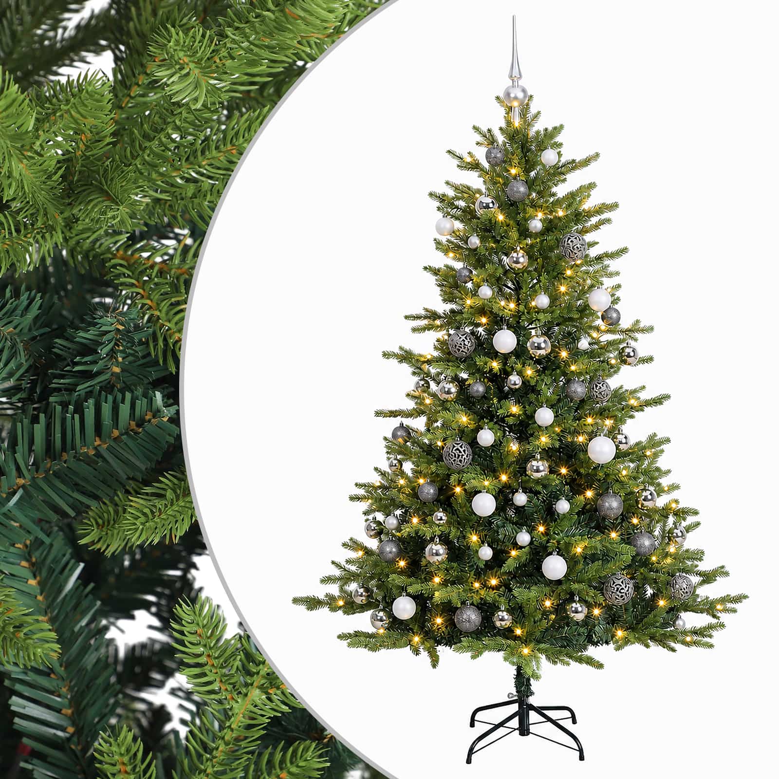 Umetna božična jelka z bučko 240 cm 300 LED Toplo bela