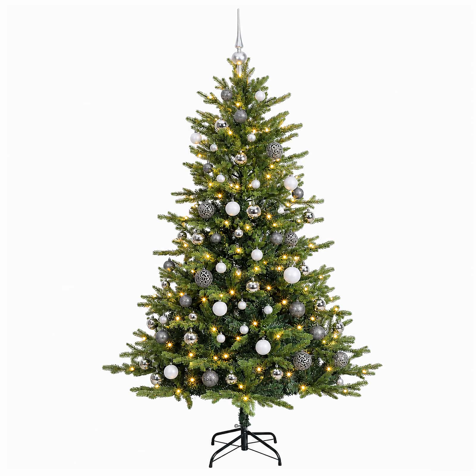 Umetna božična jelka z bučko 240 cm 300 LED Toplo bela