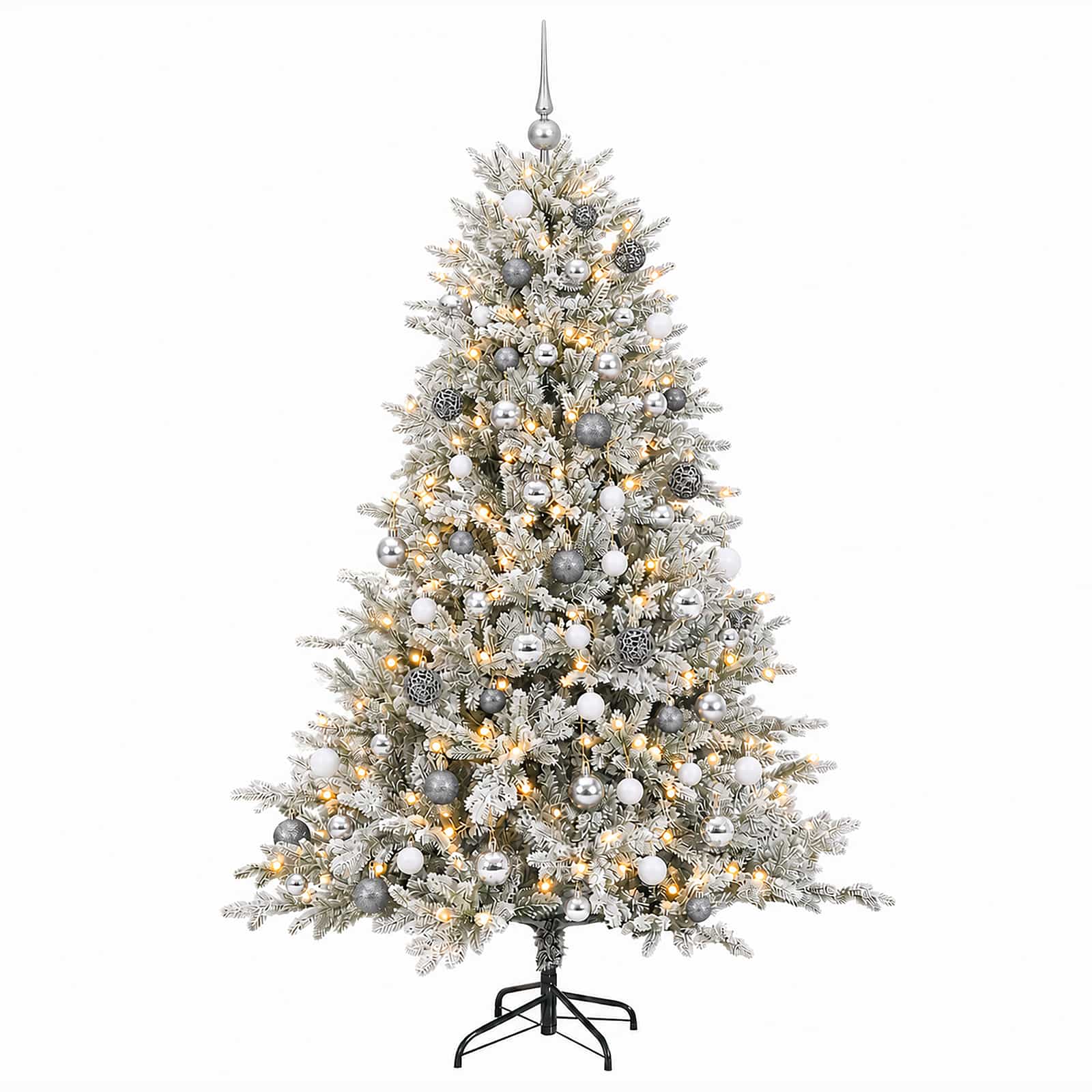Umjetno božično drevo z okrasnimi kroglami 240 cm 300 LED