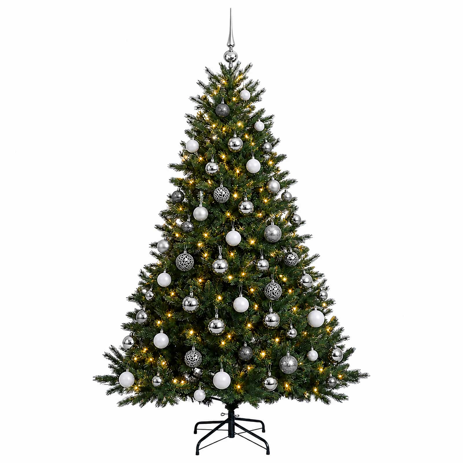 Umetna božična jelka z bučko 180 cm 300 LED Toplo bela