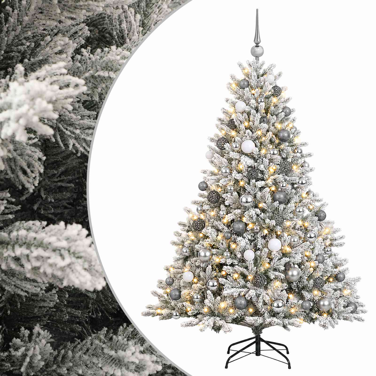 vidaXL Brad de Crăciun artificial cu glob 210 cm 300 LED-uri Alb cald