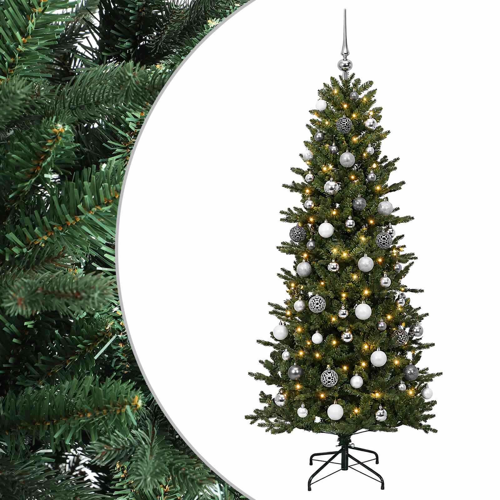 vidaXL Brad de Crăciun artificial cu glob 180 cm 300 LED-uri Alb cald