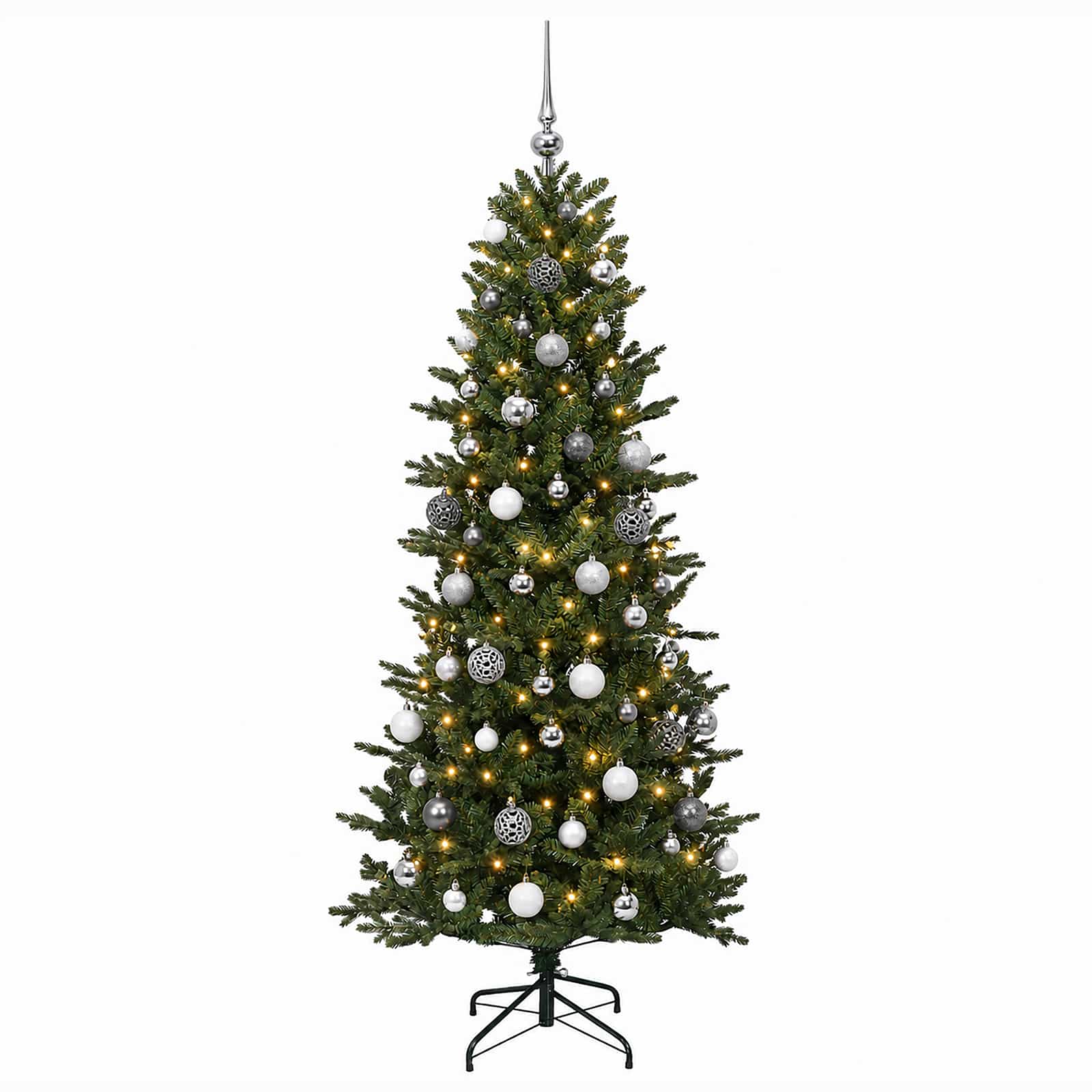 Umetna božična jelka z bučko 180 cm 300 LED Toplo bela