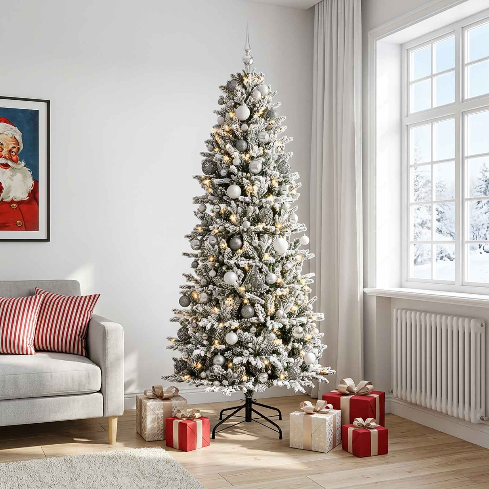Umetna božična jelka z bučko 180 cm 300 LED Toplo bela