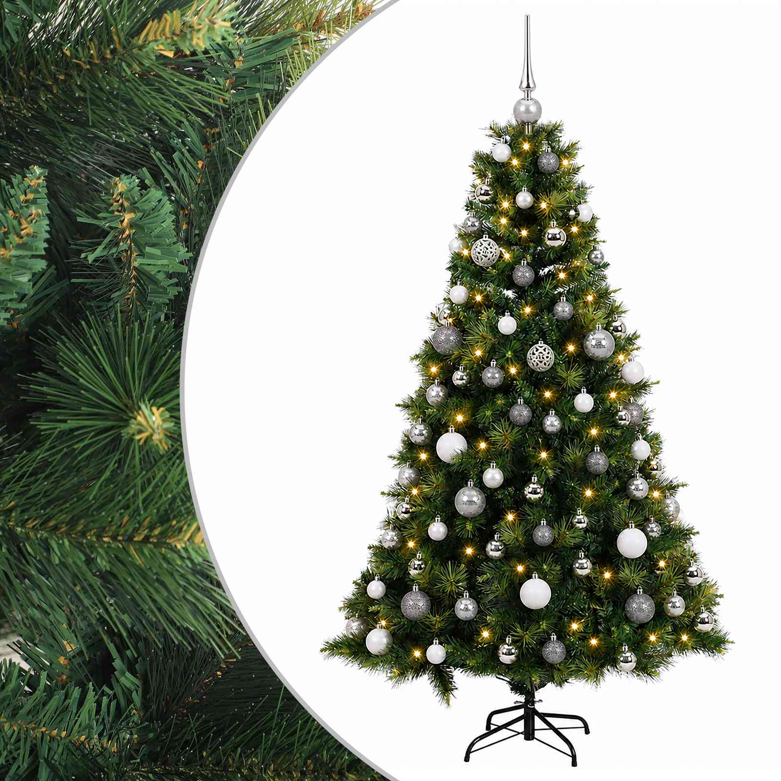 Umetna božična jelka z bučko 180 cm 300 LED Toplo bela