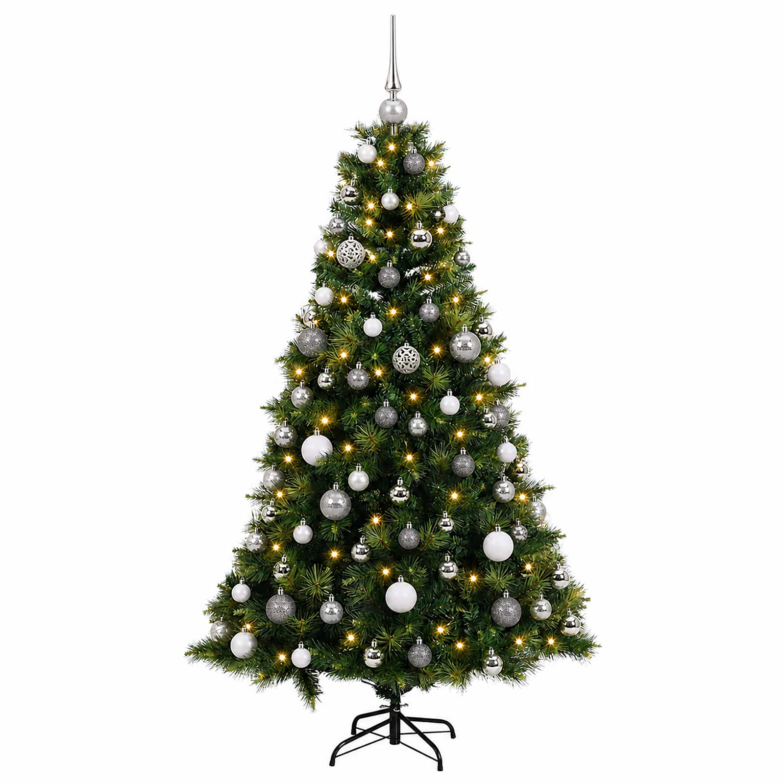Umetna božična jelka z bučko 180 cm 300 LED Toplo bela