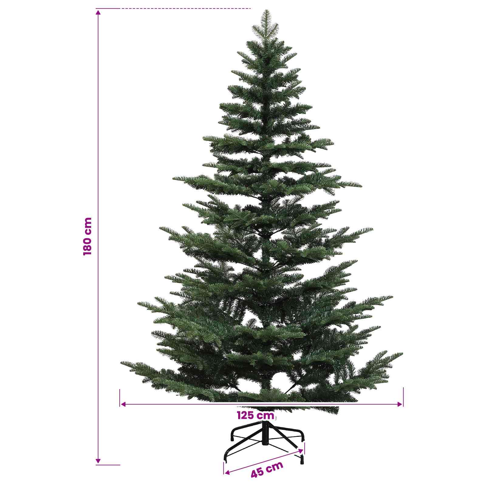 Umetna božična jelka z bučko 180 cm 300 LED Toplo bela