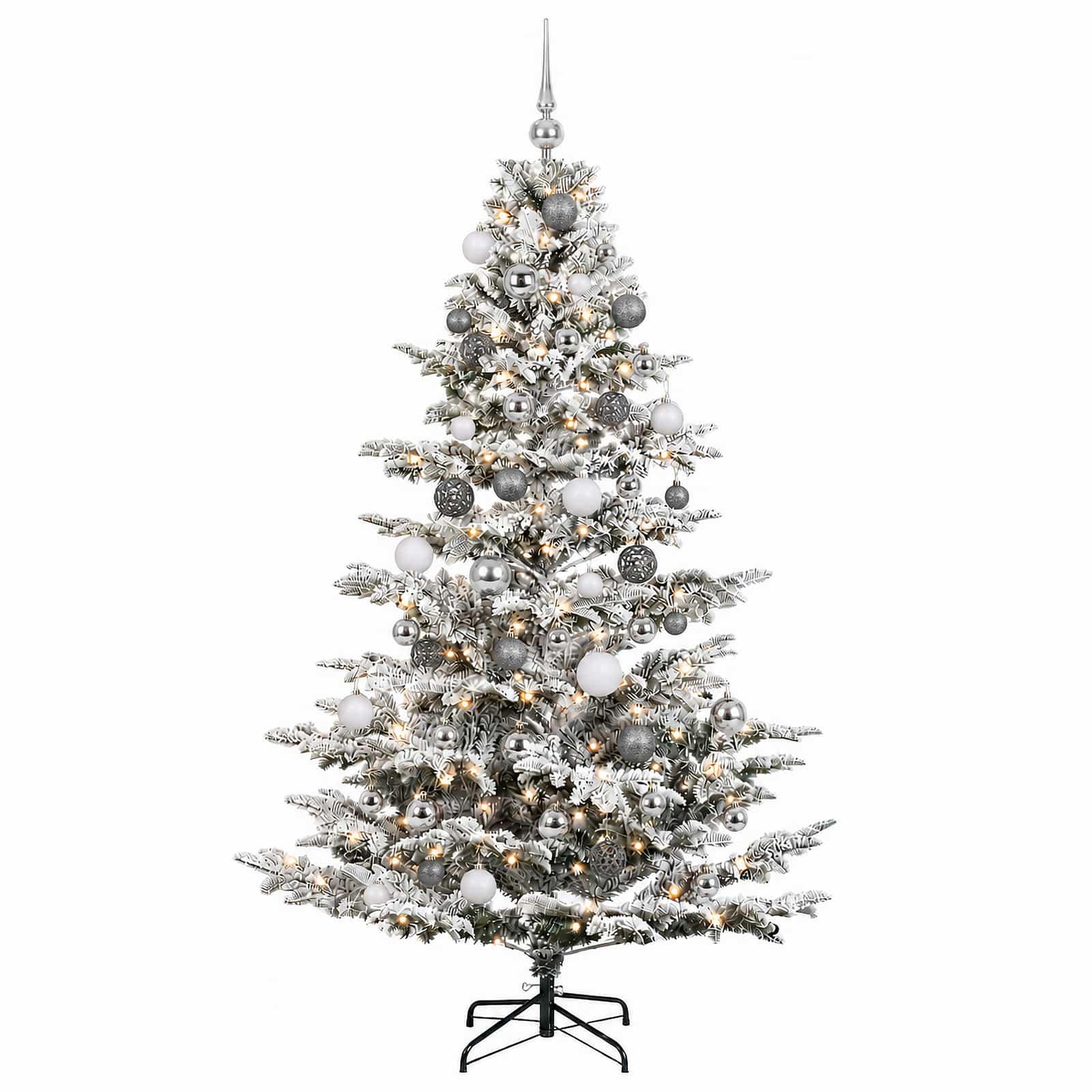 Umetna božična jelka z bučko 210 cm 300 LED Toplo bela