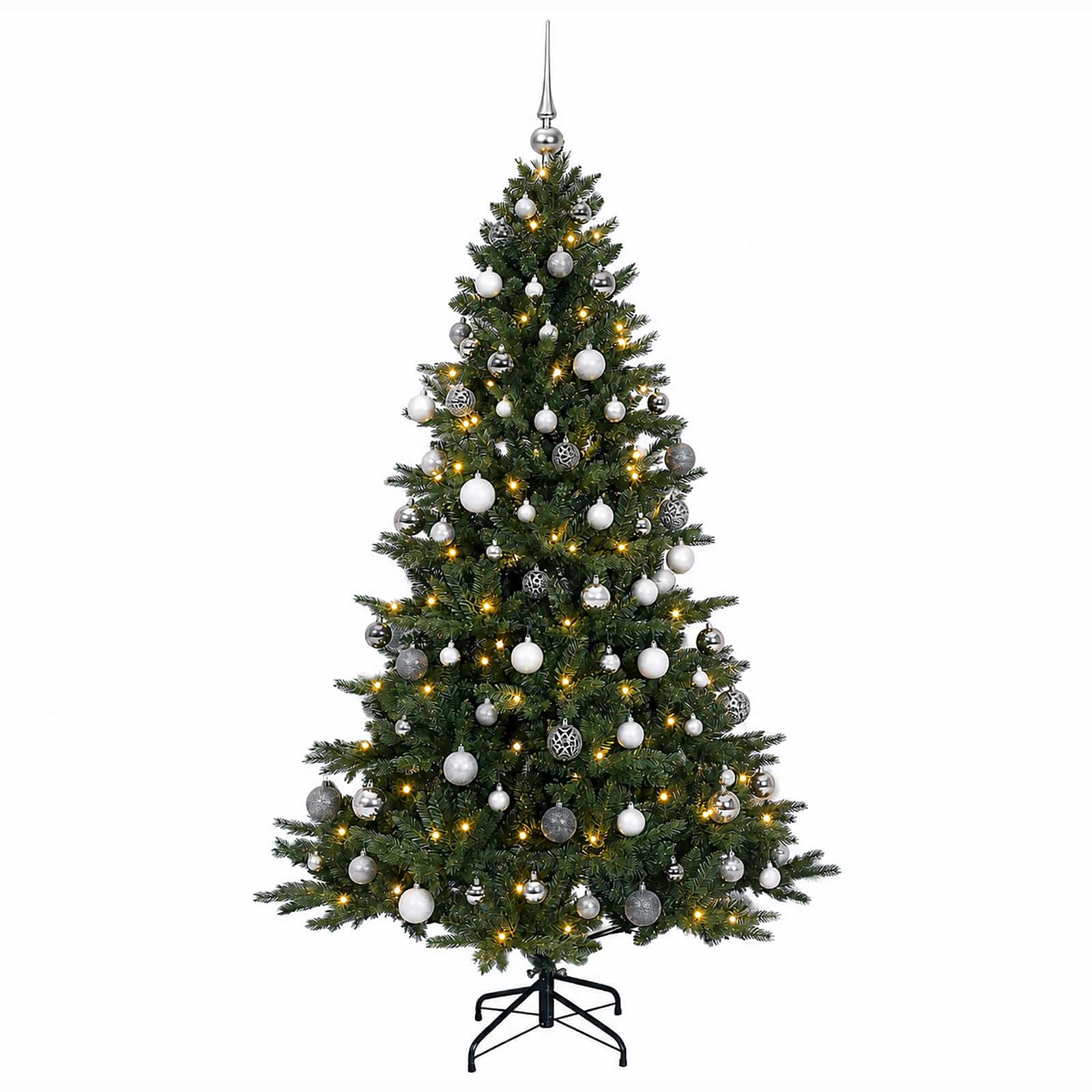 Umetna božična jelka z bučko 180 cm 300 LED Toplo bela