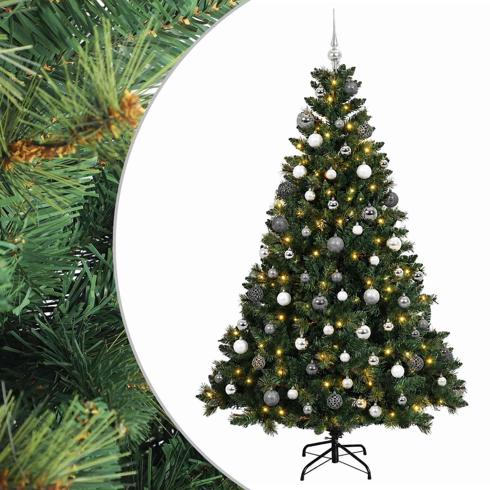Umjetno božično drevo z okrasnimi kroglami 240 cm 300 LED