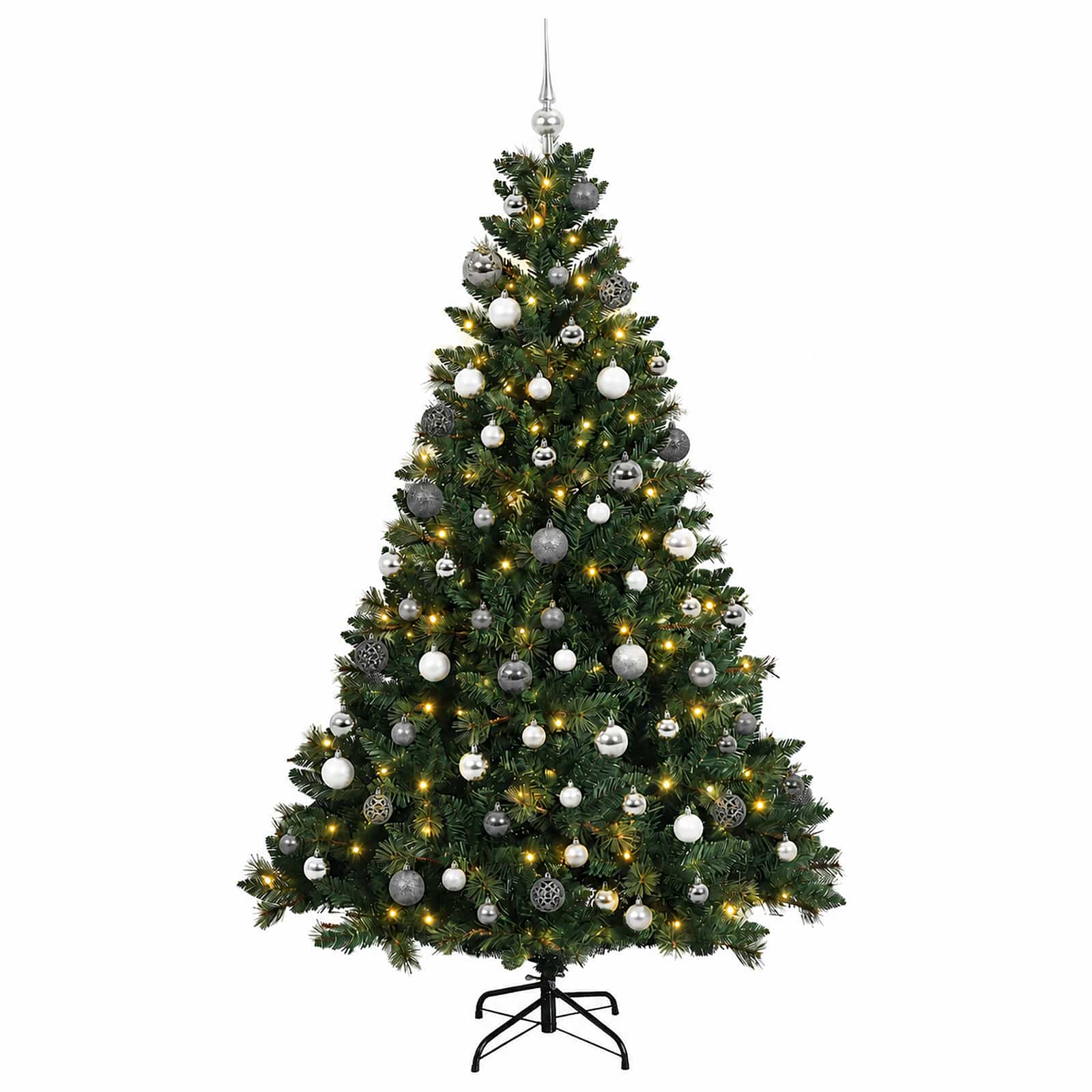Umjetno božično drevo z okrasnimi kroglami 240 cm 300 LED