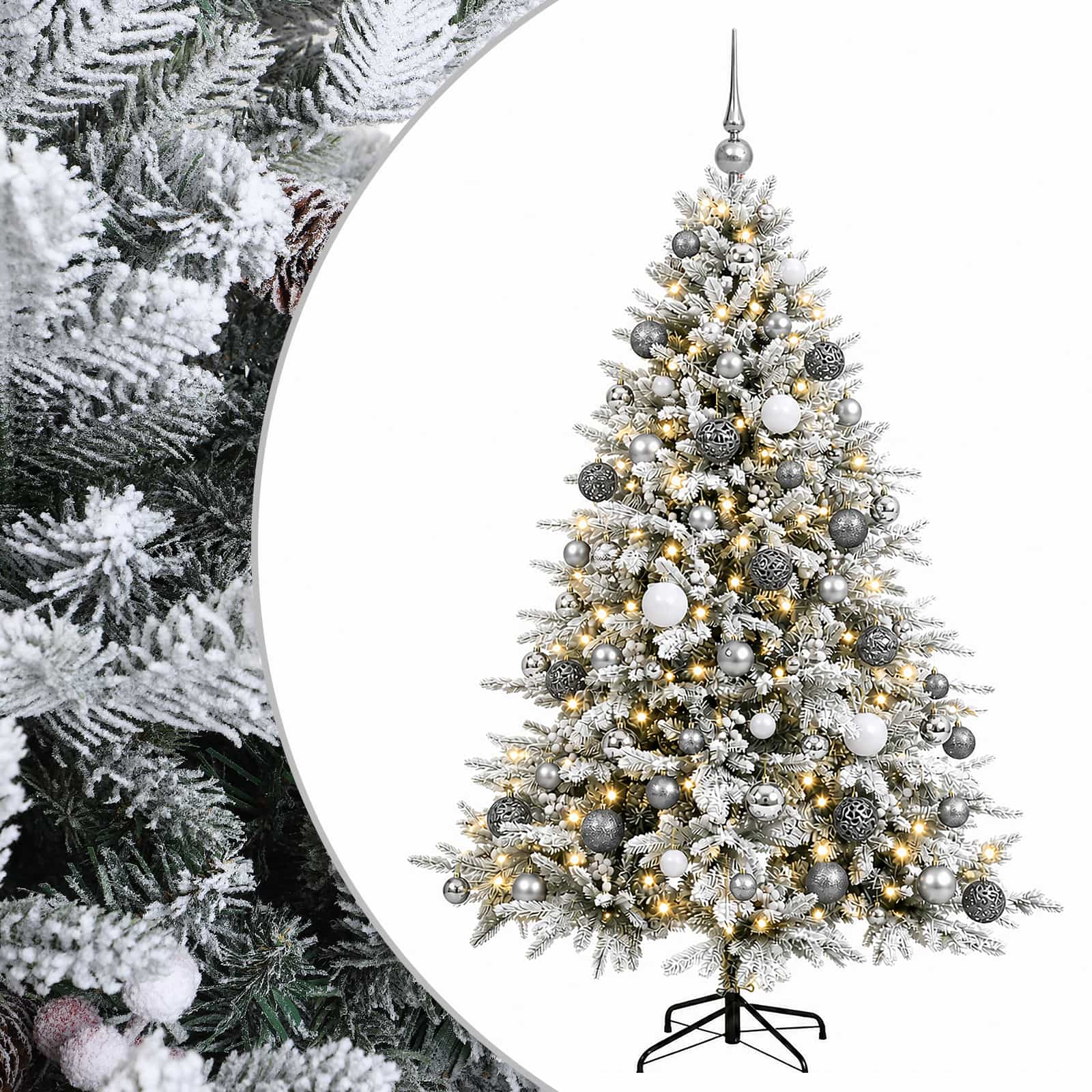 Umetna božična jelka z bučko 180 cm 300 LED Toplo bela
