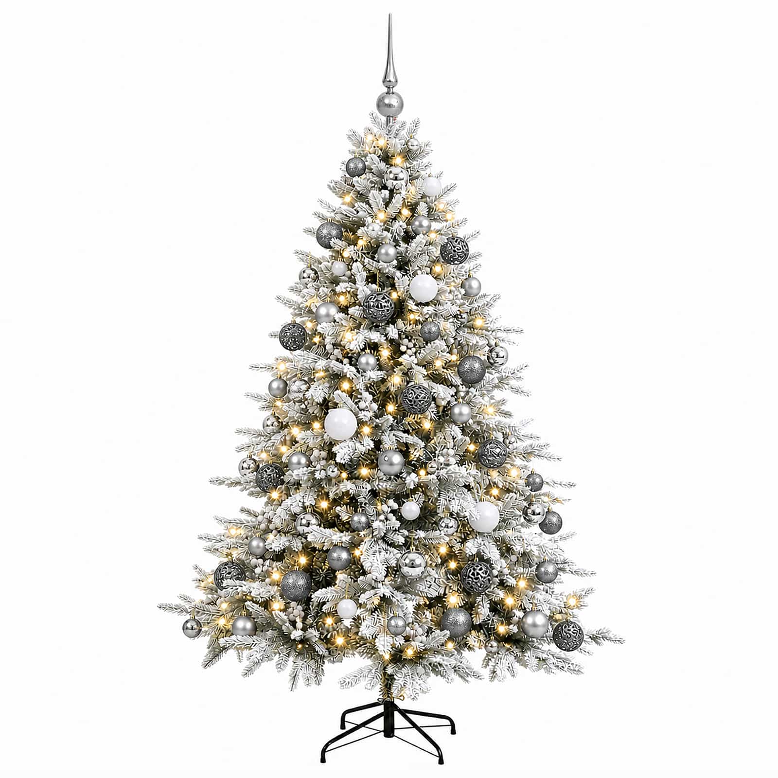 Umetna božična jelka z bučko 210 cm 300 LED Toplo bela