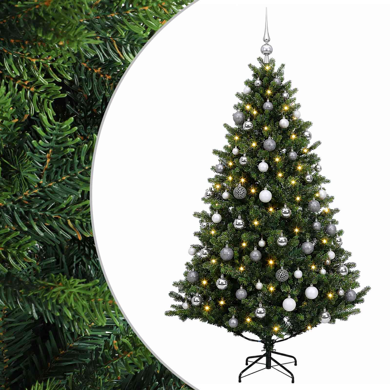 vidaXL Brad de Crăciun artificial cu globuri 240 cm 300 LED-uri