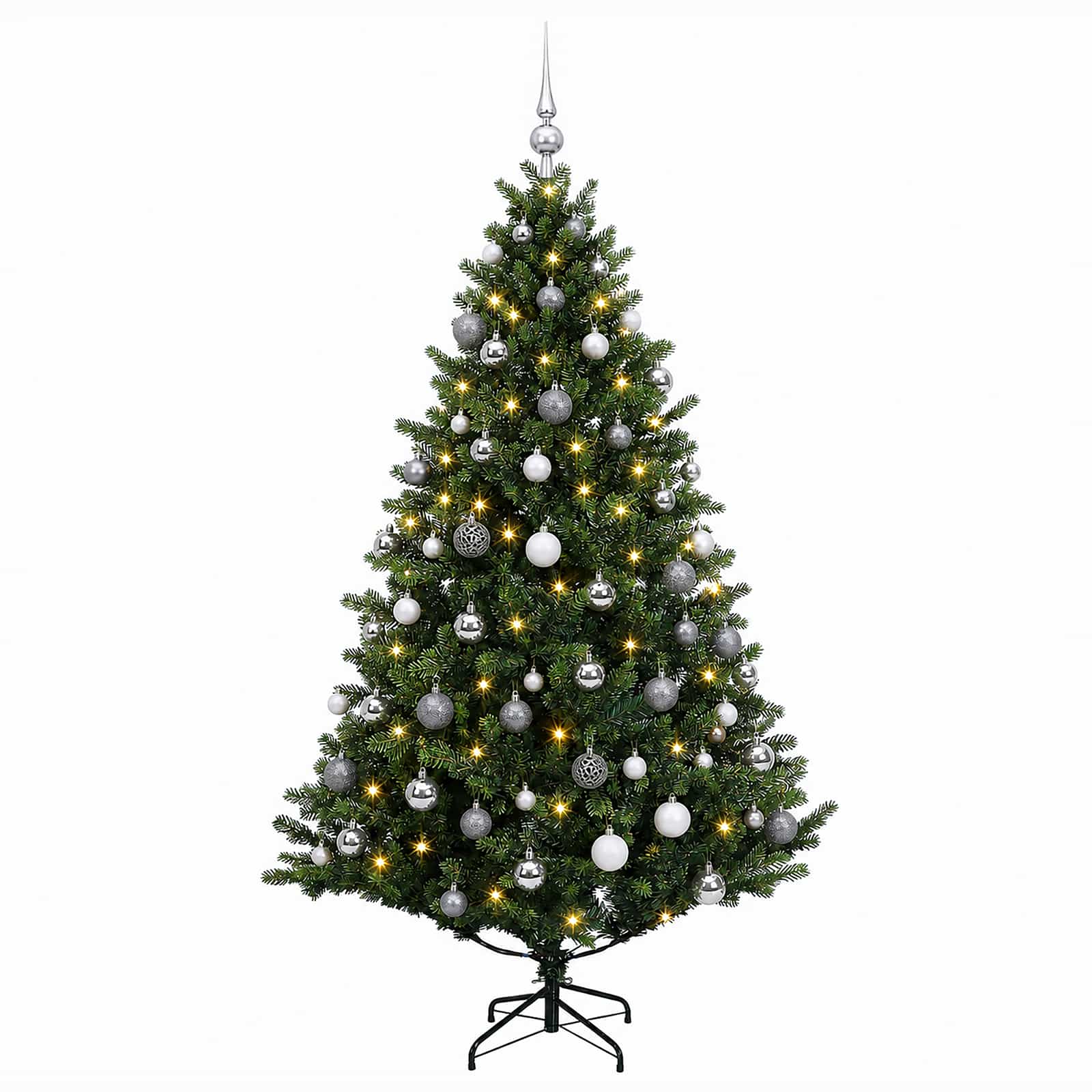 Umjetno božično drevo z okrasnimi kroglami 240 cm 300 LED