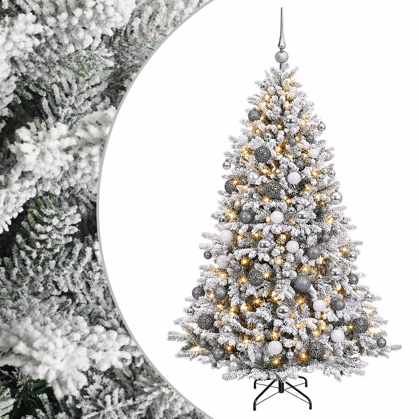 Umjetno božično drevo z okrasnimi kroglami 210 cm 300 LED
