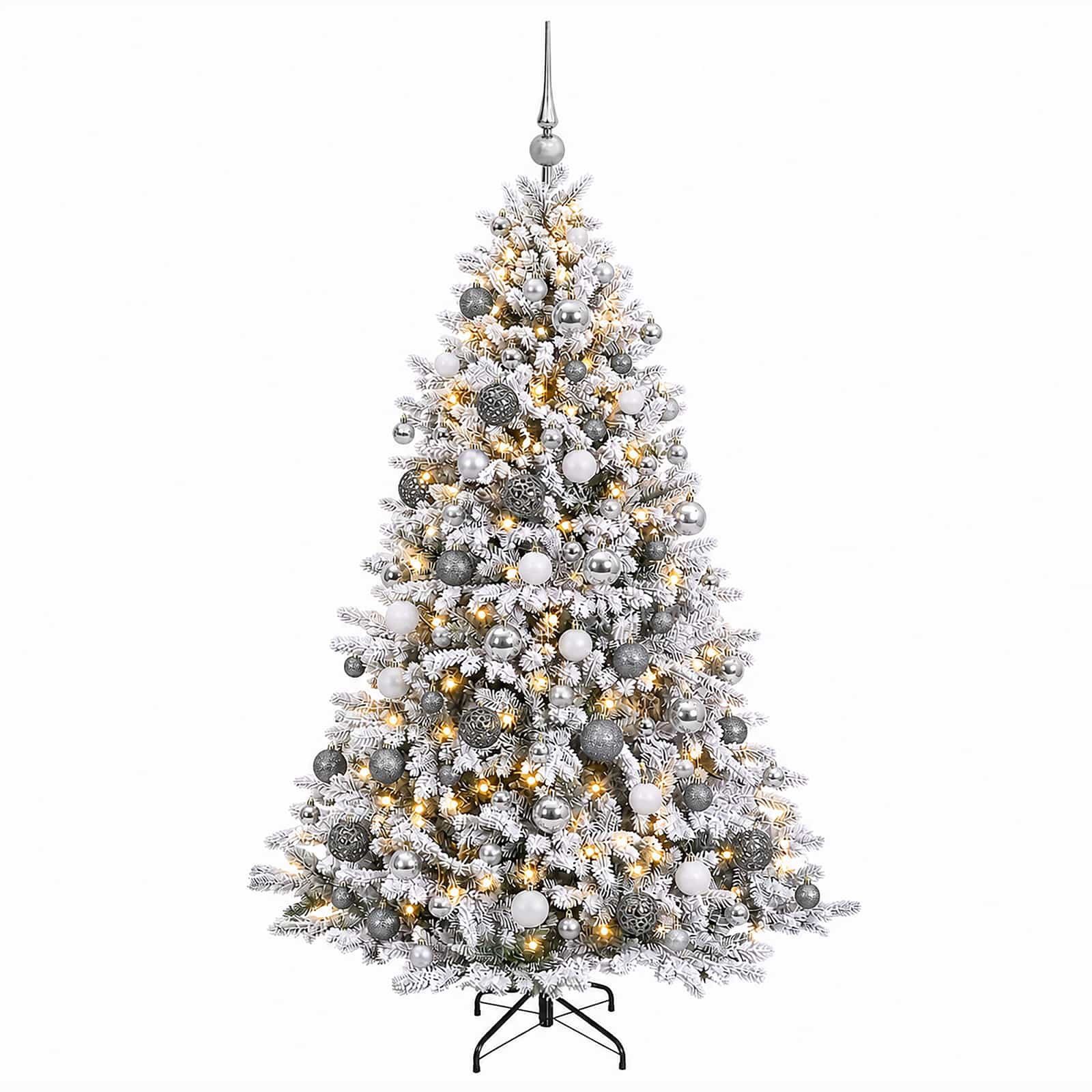 Umjetno božično drevo z okrasnimi kroglami 210 cm 300 LED