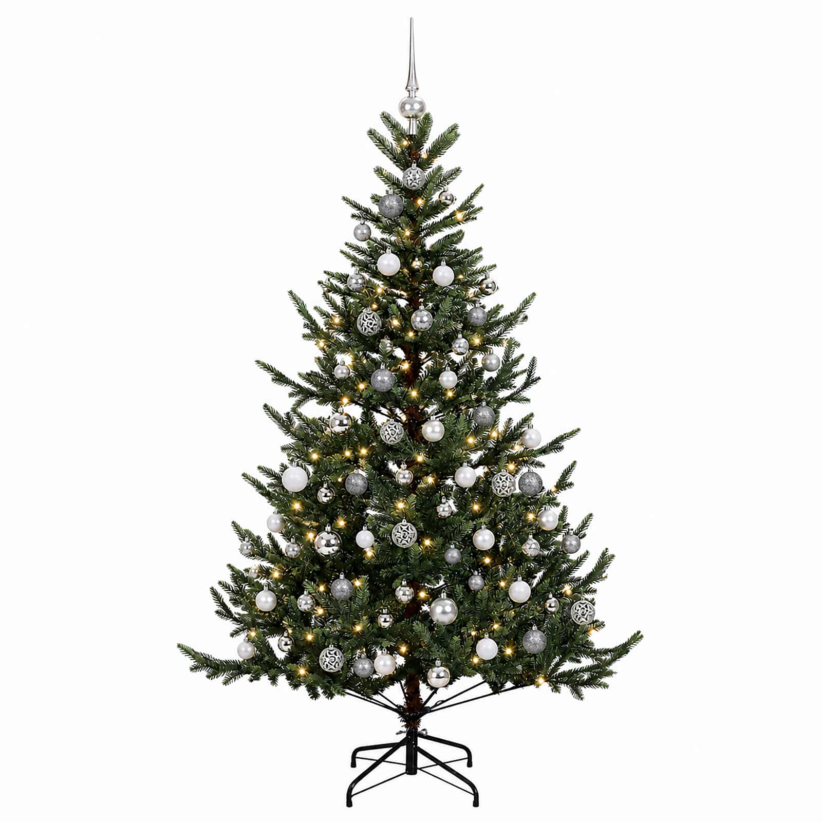 Umetna božična jelka z bučko 180 cm 300 LED Toplo bela