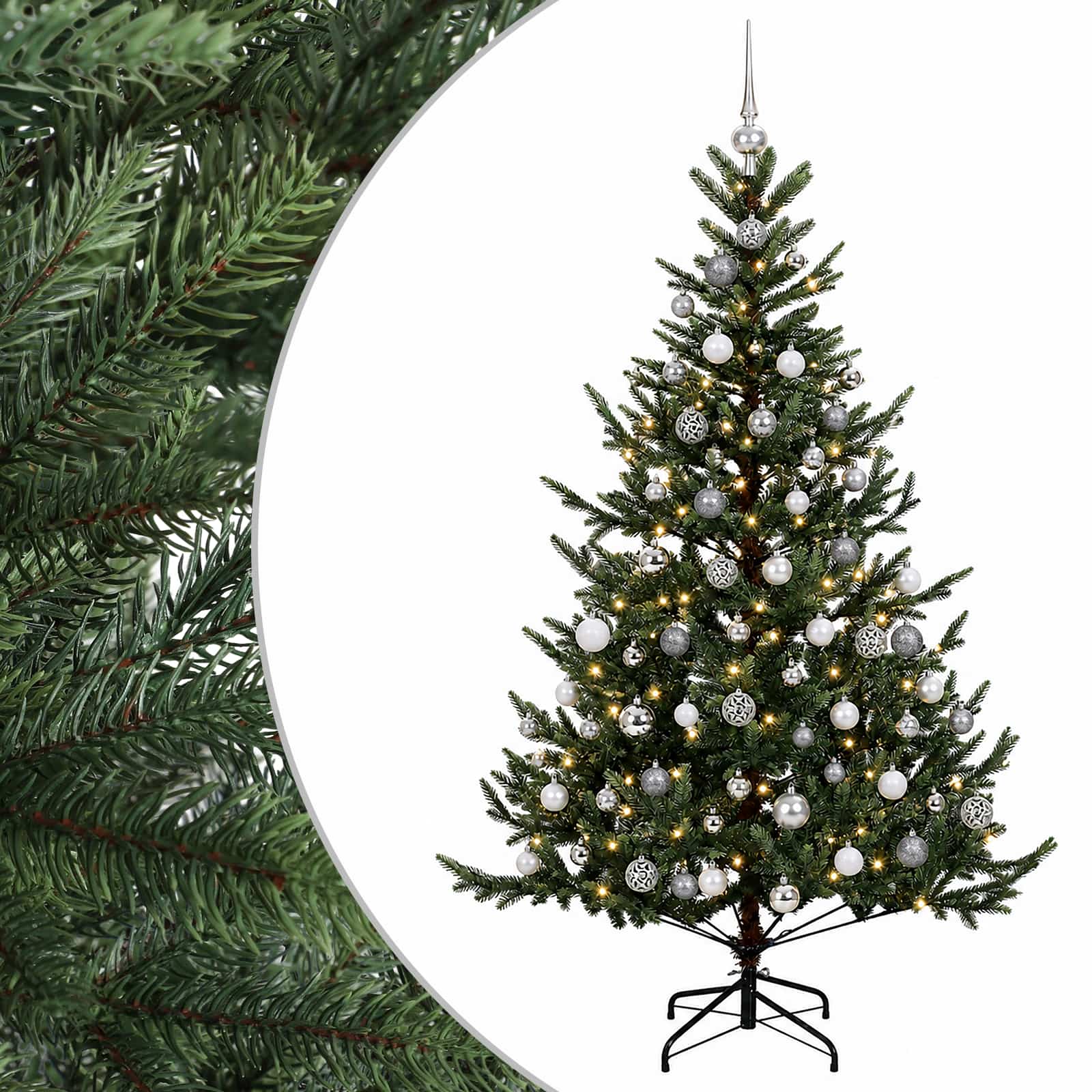 Umetna božična jelka z bučko 240 cm 300 LED Toplo bela
