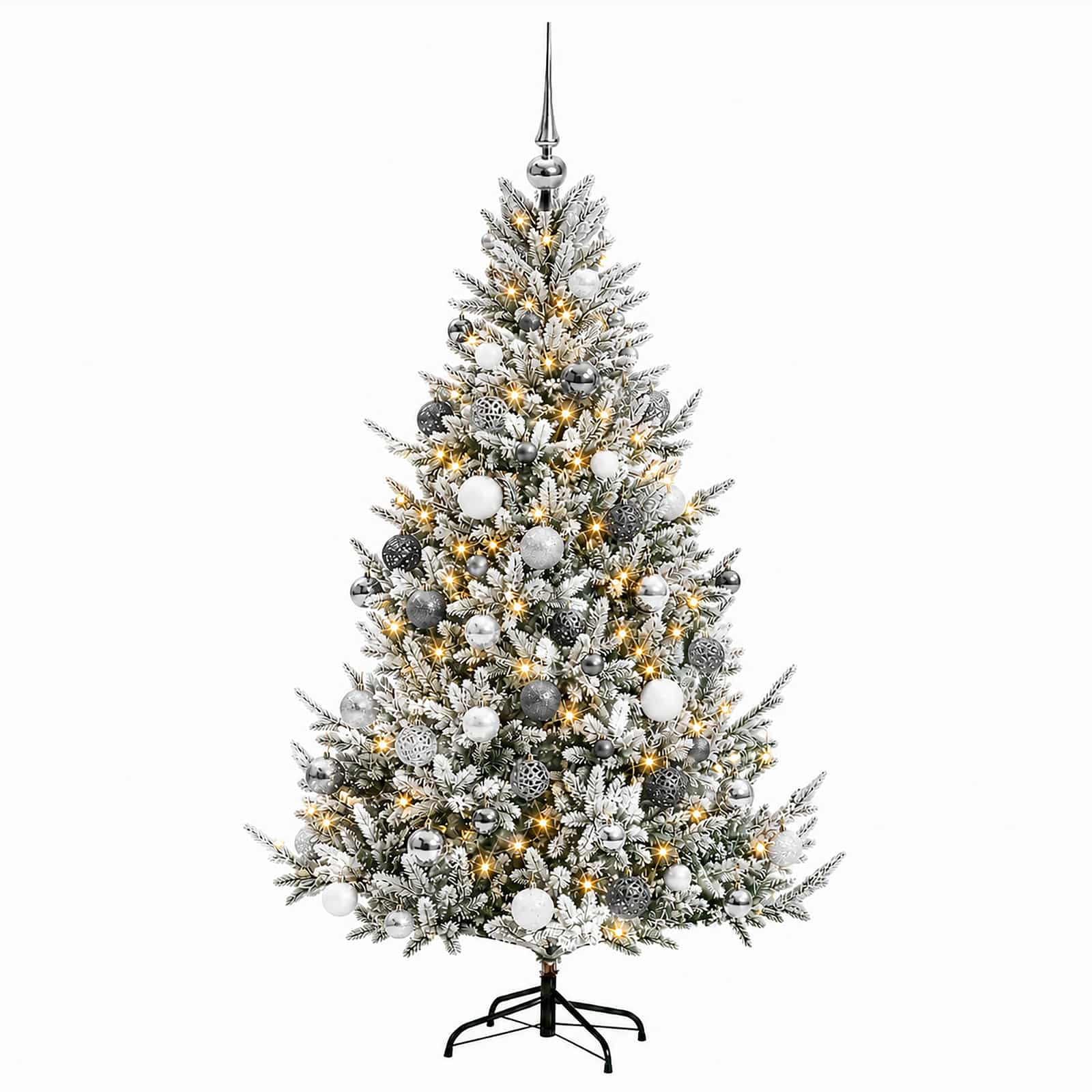 Umetna božična jelka z bučko 180 cm 300 LED Toplo bela