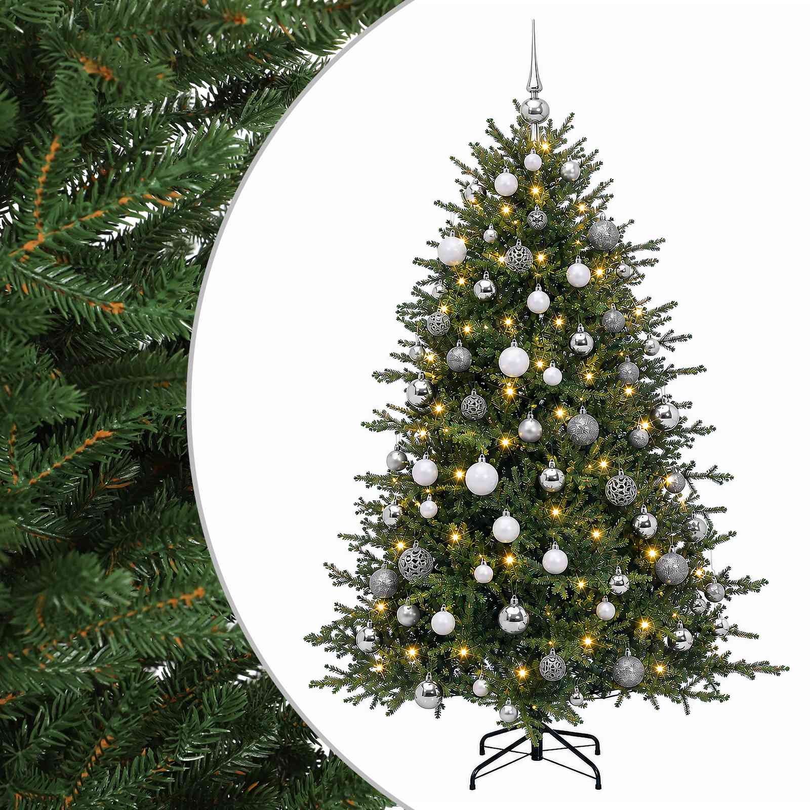 Umetna božična jelka z bučko 180 cm 300 LED Toplo bela