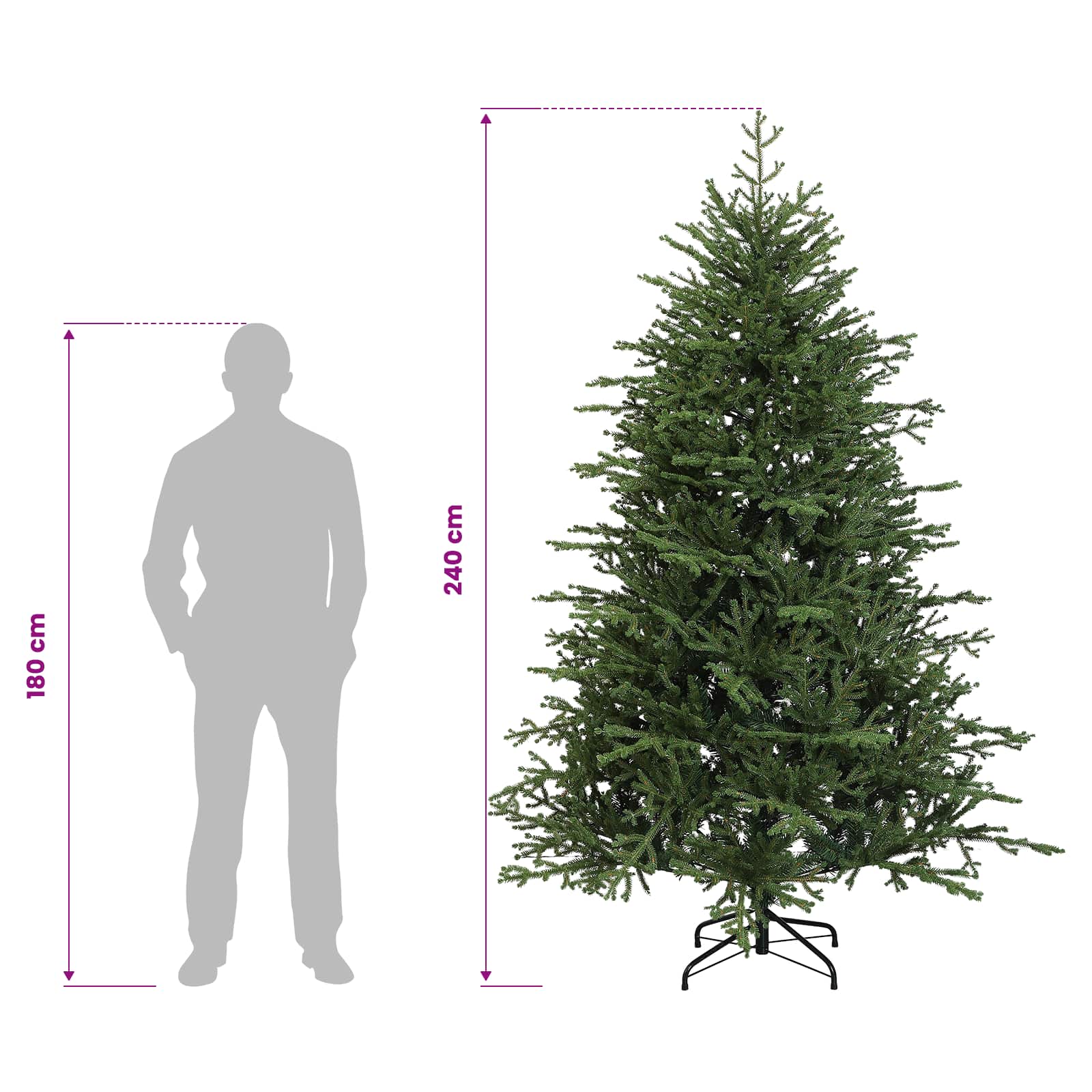 Umetna božična jelka z bučko 240 cm 300 LED Toplo bela