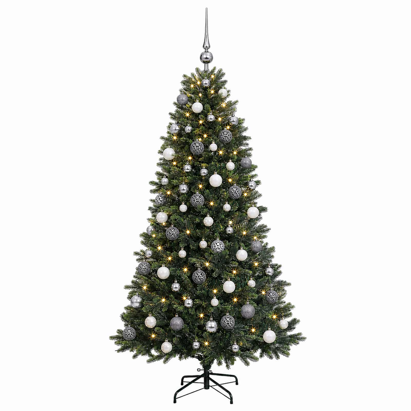 Umjetno božično drevo z okrasnimi kroglami 240 cm 300 LED