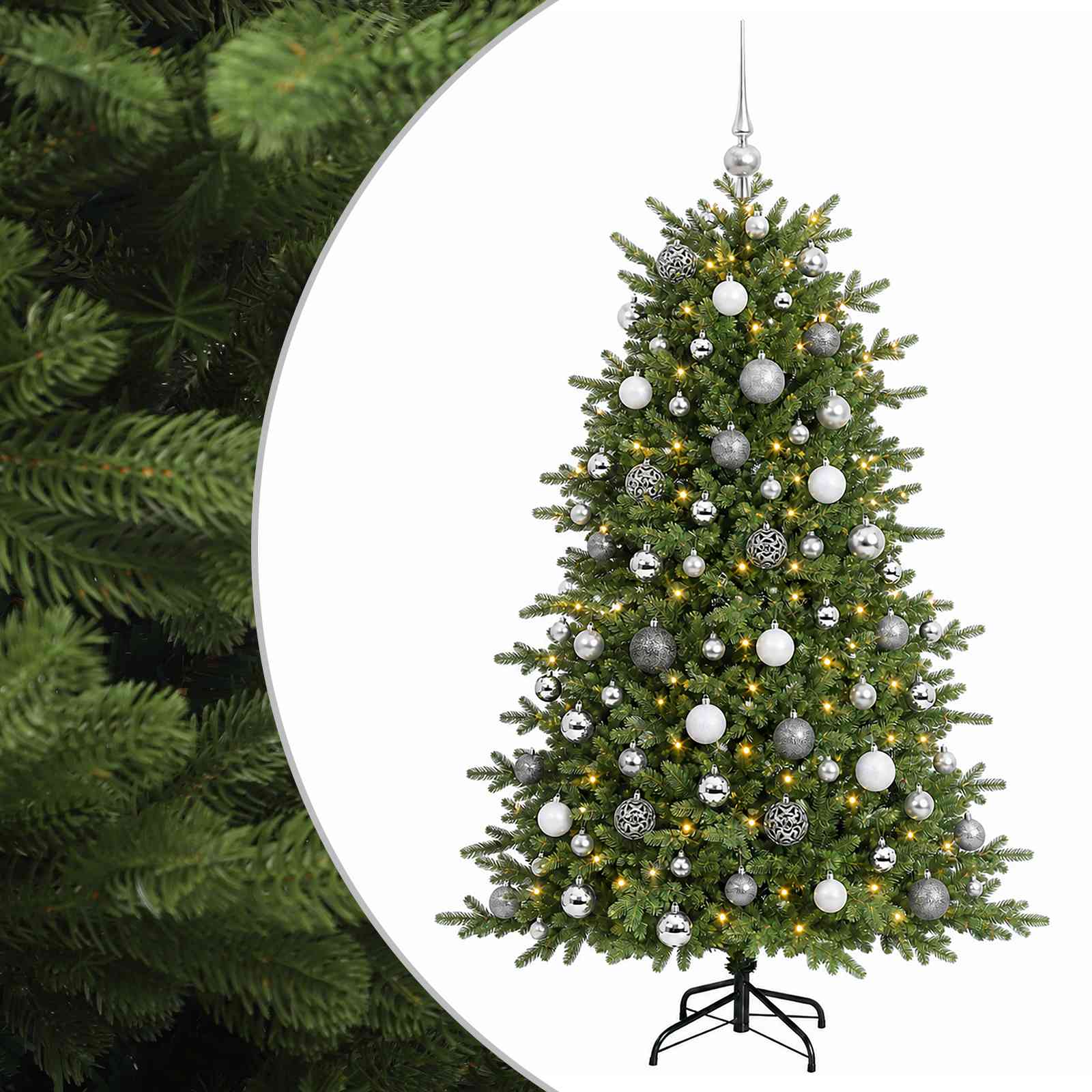 vidaXL Brad de Crăciun artificial cu glob 180 cm 300 LED-uri Alb cald