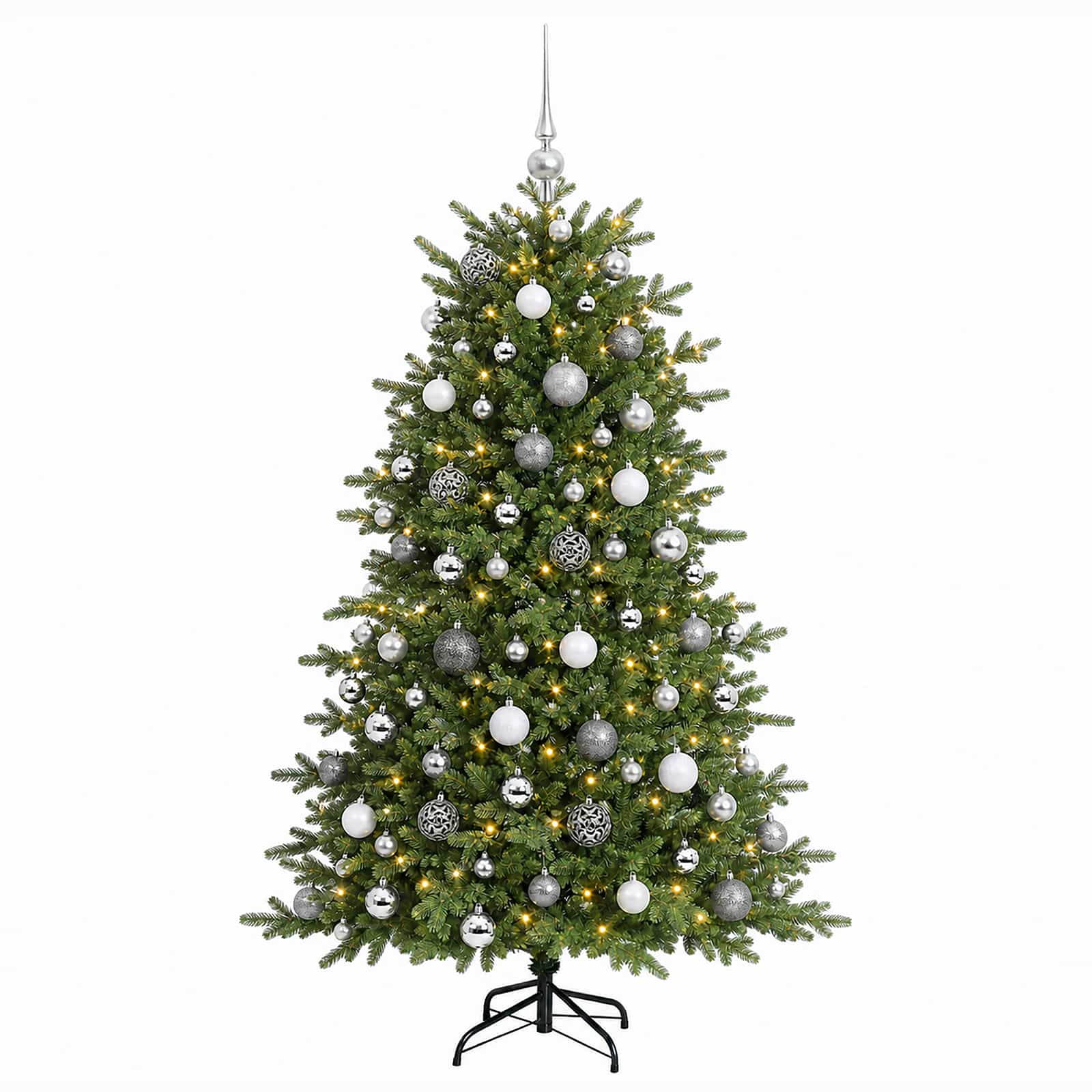 Umetna božična jelka z bučko 210 cm 300 LED Toplo bela