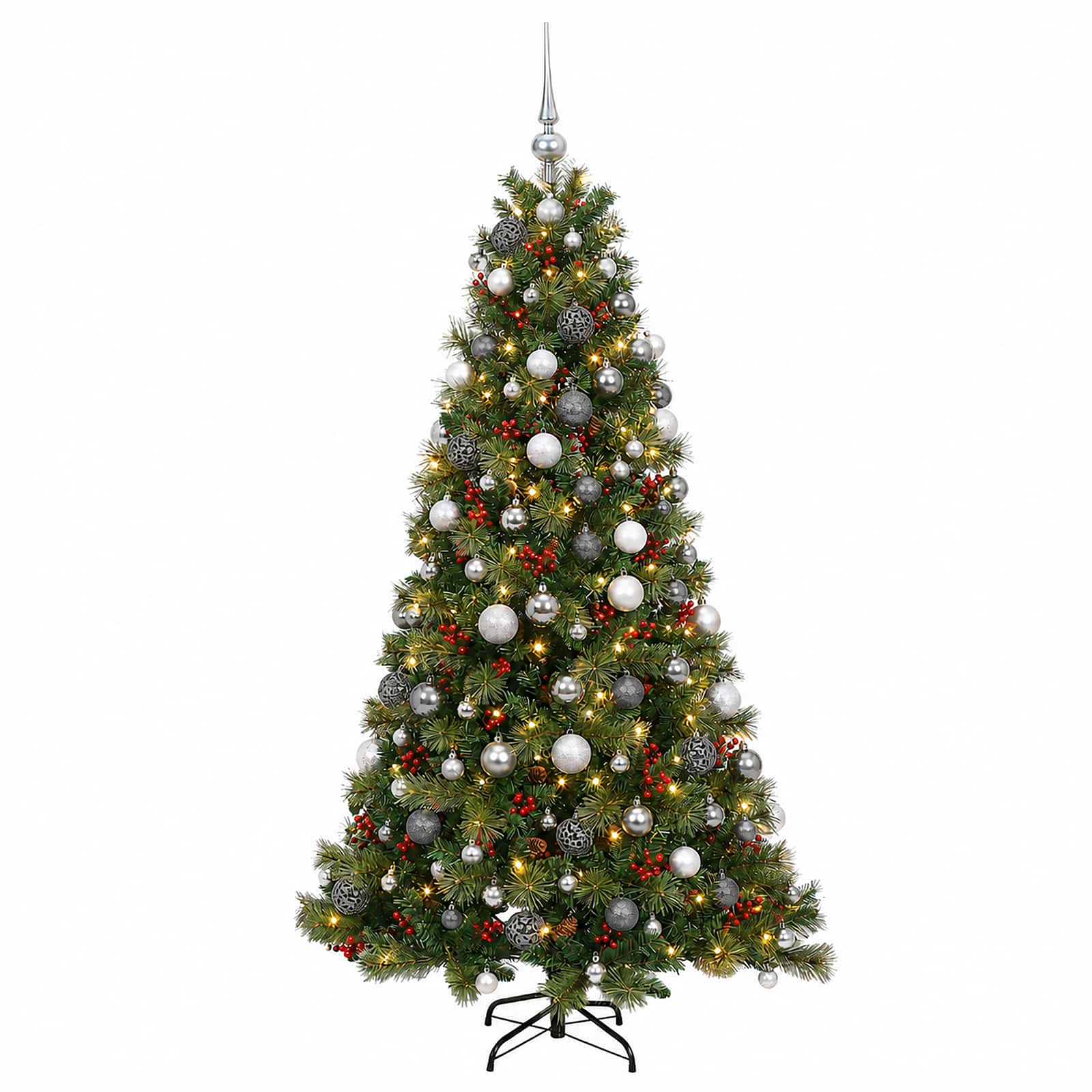 Umetna božična jelka z bučko 180 cm 300 LED Toplo bela