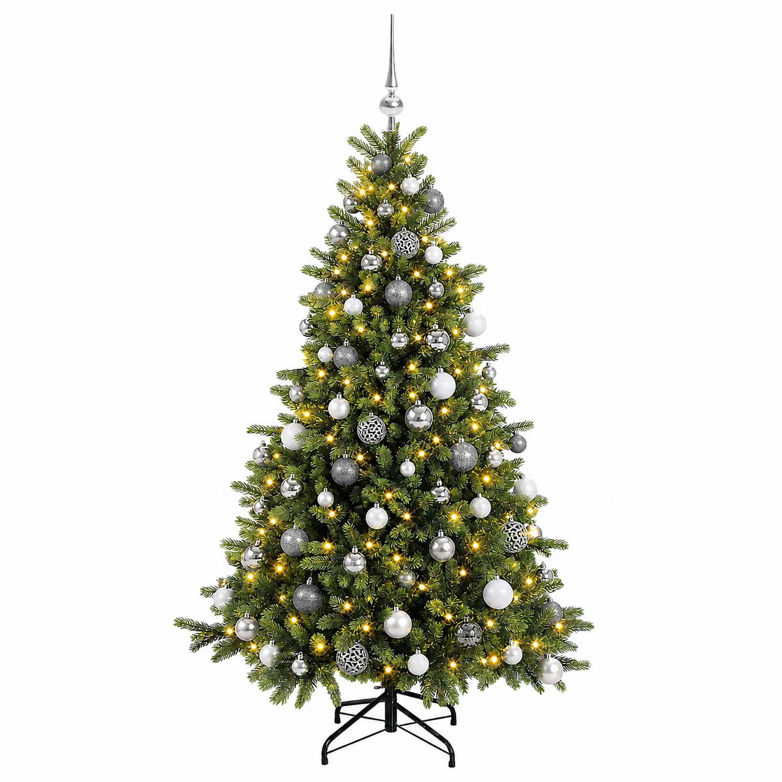 Umetna božična jelka z bučko 180 cm 300 LED Toplo bela