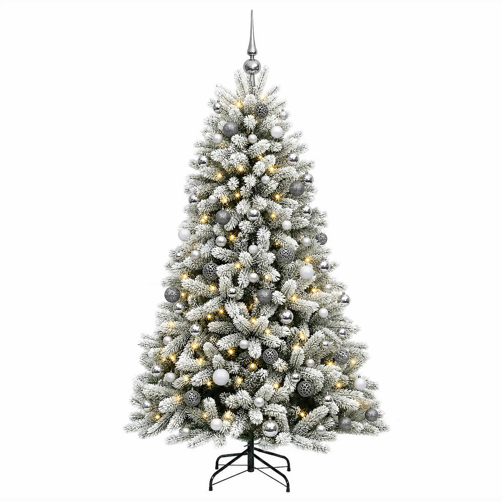 Umjetno božično drevo z okrasnimi kroglami 180 cm 300 LED