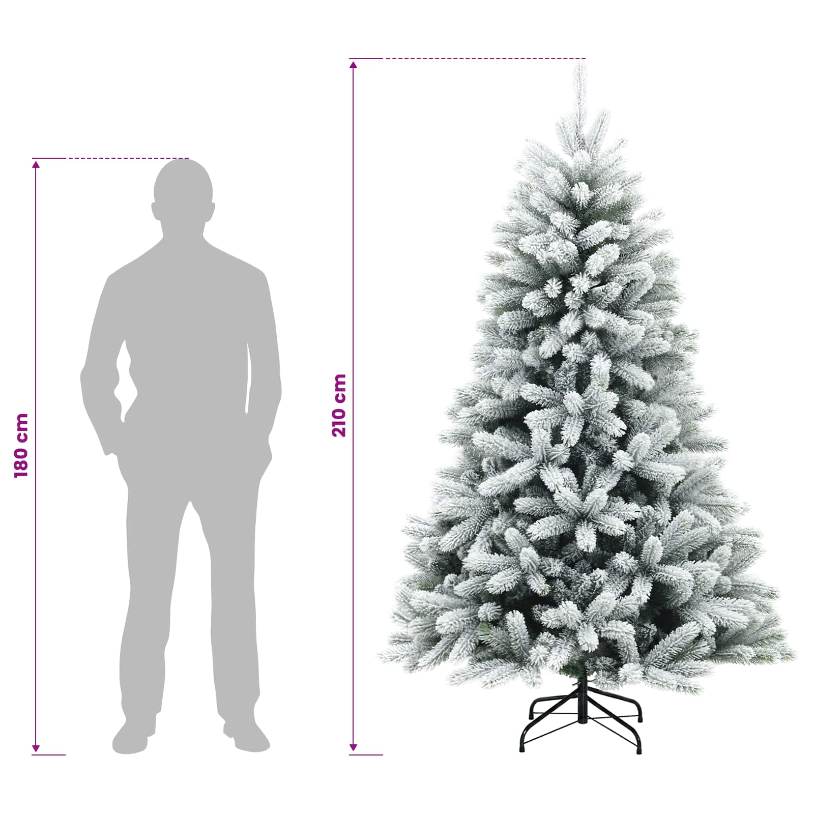 vidaXL Künstlicher Weihnachtsbaum mit Kugel 210 cm 300 LEDs – Bild 14