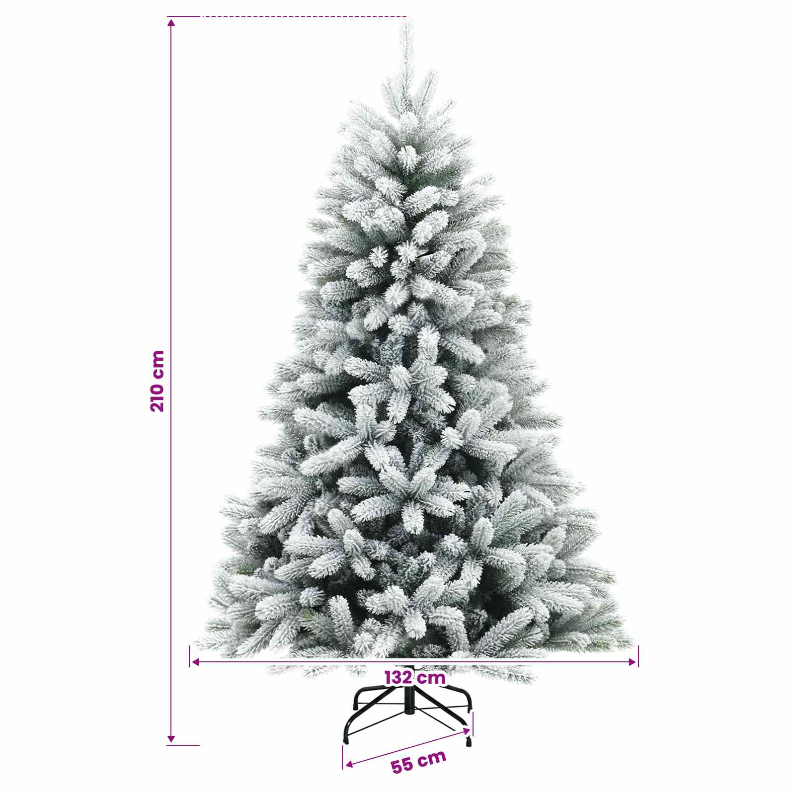 vidaXL Künstlicher Weihnachtsbaum mit Kugel 210 cm 300 LEDs – Bild 11