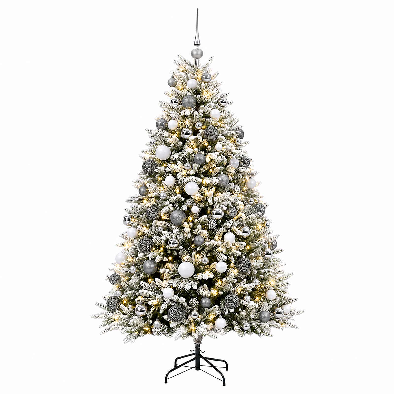 Umjetno božično drevo z okrasnimi kroglami 210 cm 300 LED