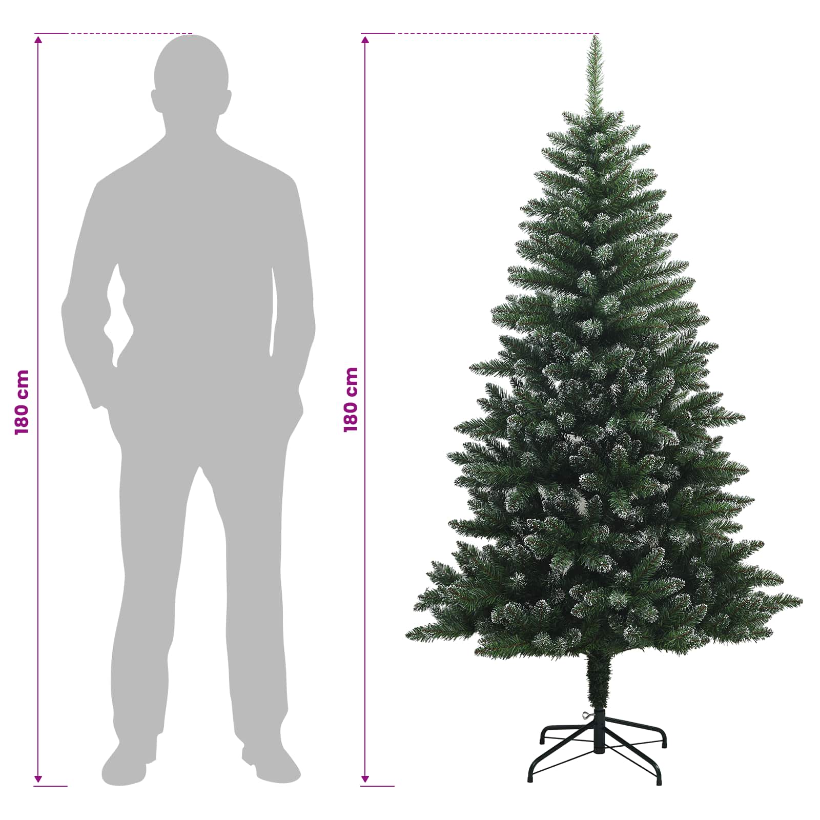 vidaXL Künstlicher Weihnachtsbaum mit Kugel 180 cm 300 LEDs – Bild 14