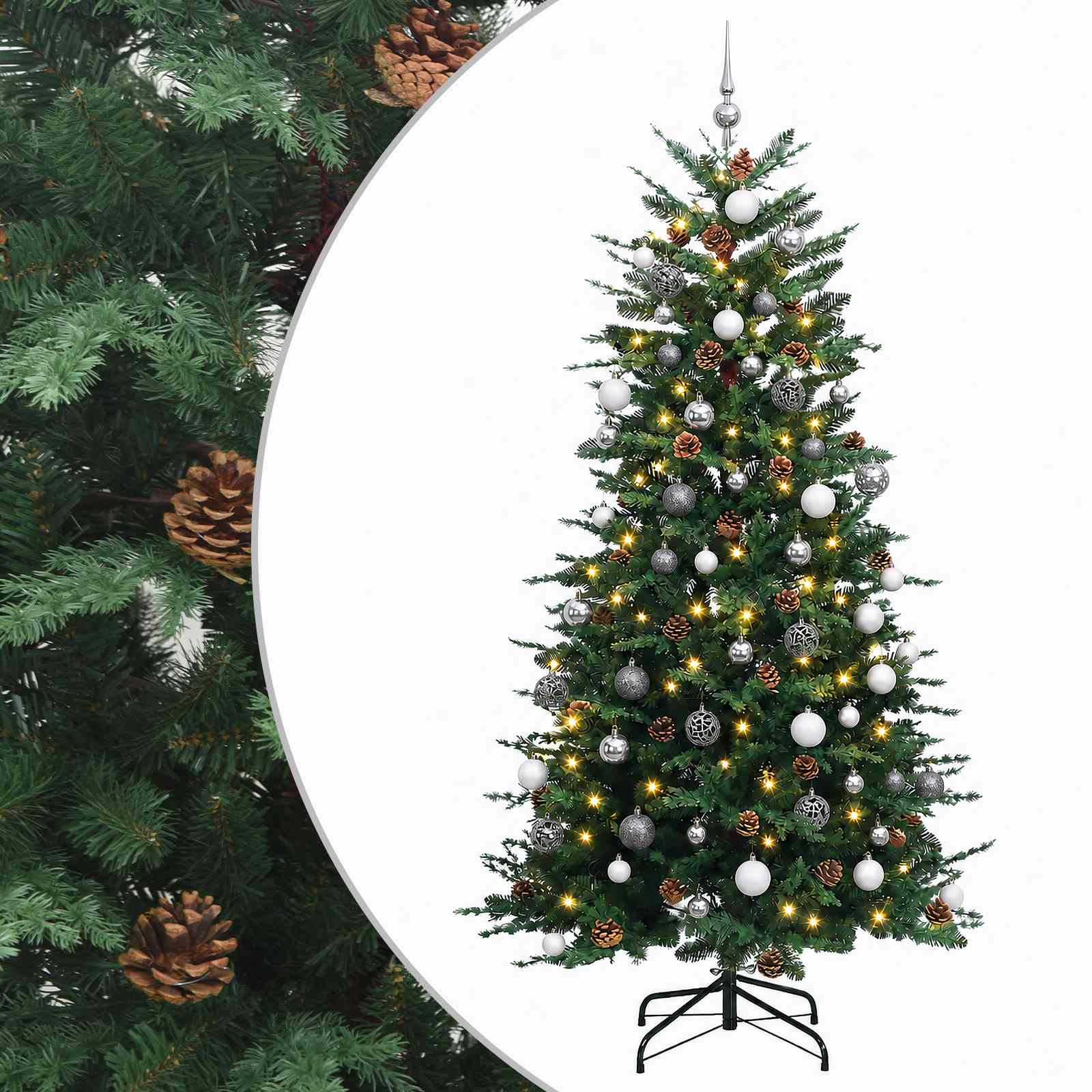 Umetno Zložljivo Božično Drevo 240 cm 300 LED Toplo bela