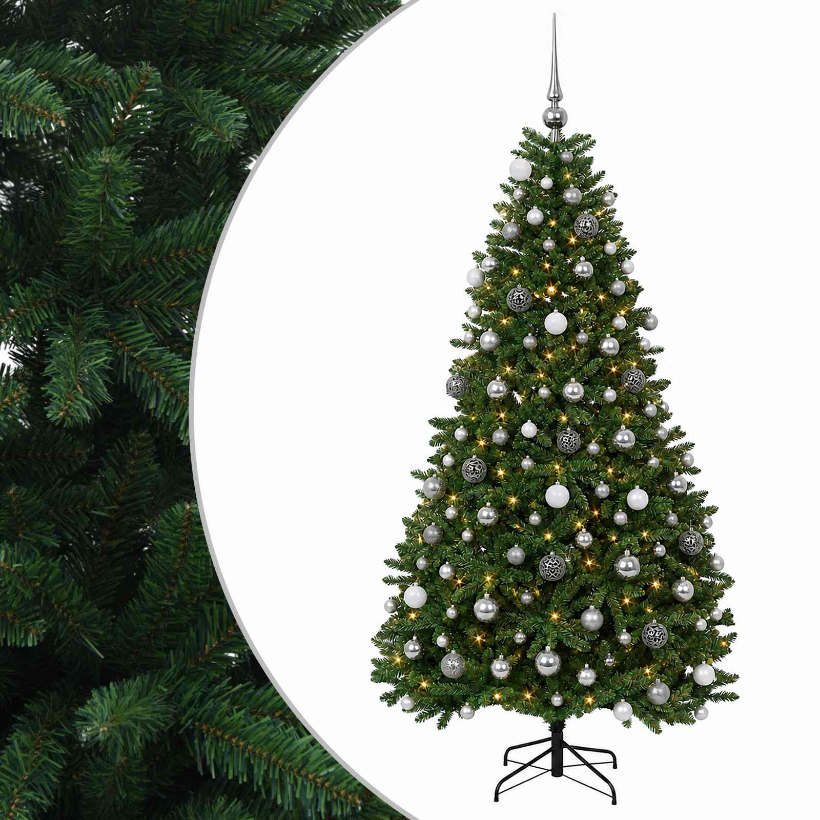 Umetno božično drevesce, srednje zeleno, z bunkicami 240 cm