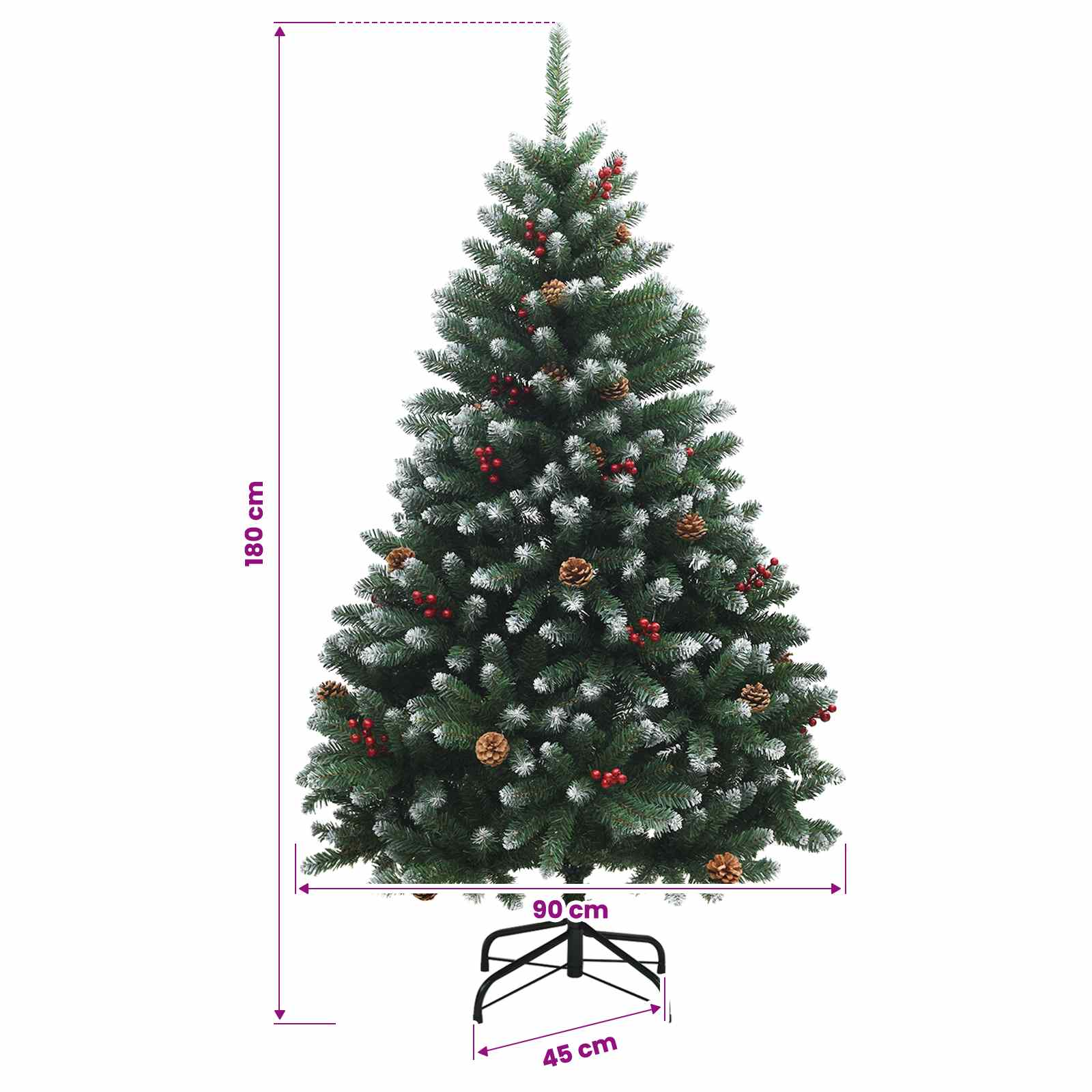 Umjetno božično drevo z okrasnimi kroglami 180 cm 300 LED