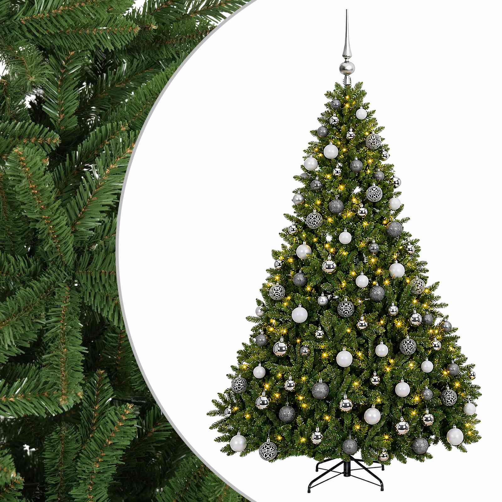 vidaXL Kunstkerstboom lichtgroen met kerstbal 180 cm 300 LED's Warmwit groen, foto 3
