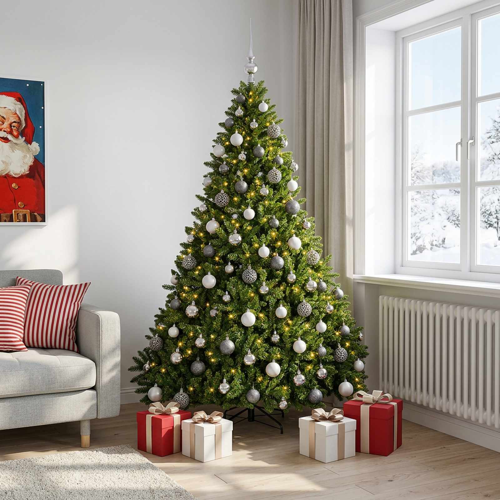 vidaXL Kunstkerstboom lichtgroen met kerstballen 240 cm 300 LED's groen, foto 2